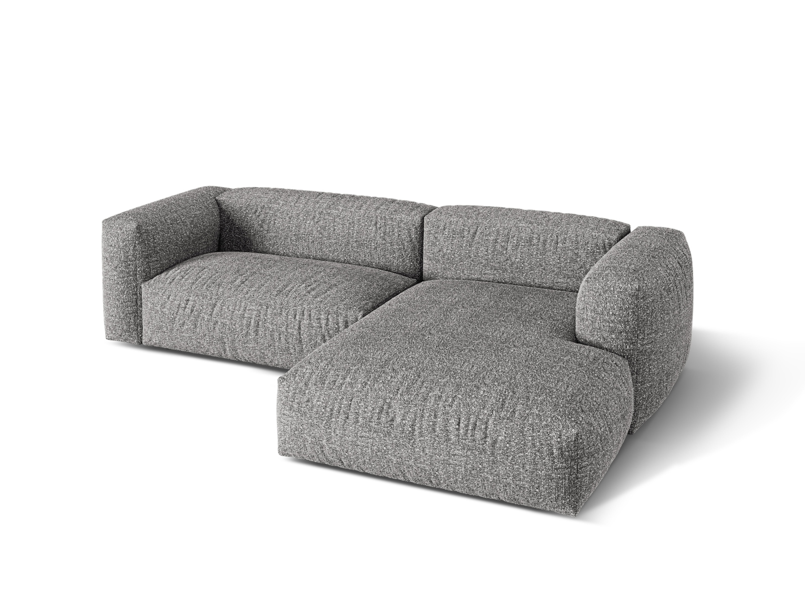 Boucle Modular Right Corner Sofa XL, "Martina", 2 Seats, 280x176x75