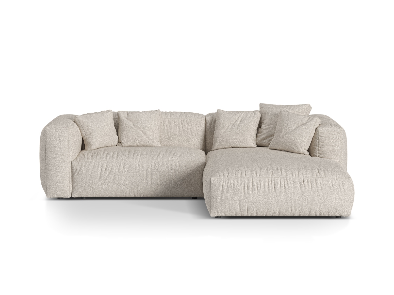 Boucle Modular Right Corner Sofa XL, "Martina", 2 Seats, 280x176x75