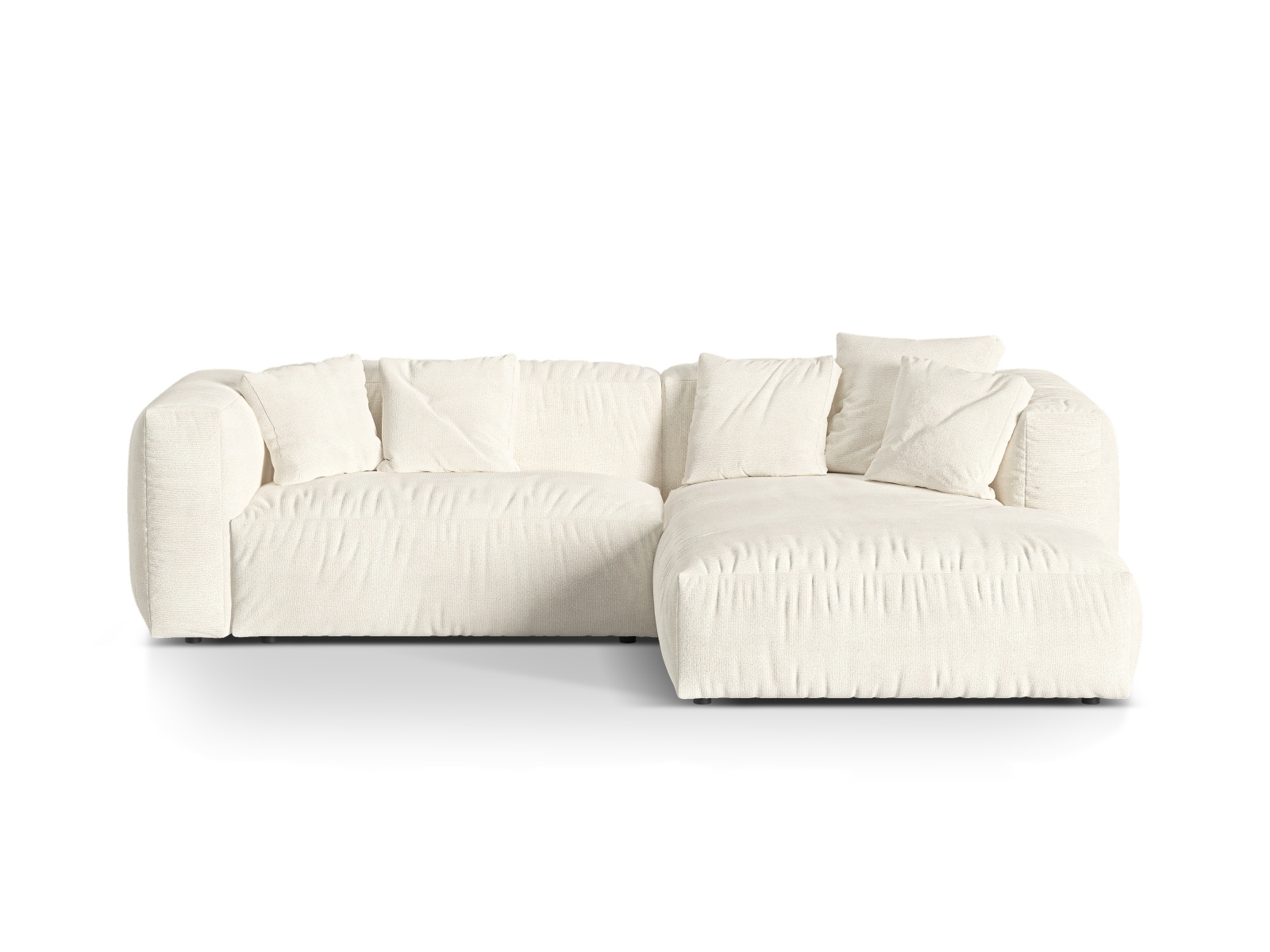 Boucle Modular Right Corner Sofa XL, "Martina", 2 Seats, 280x176x75