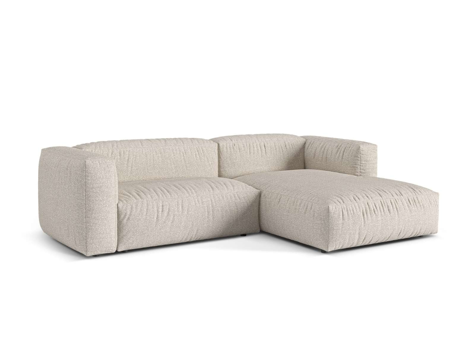 Boucle Modular Right Corner Sofa XL, "Martina", 2 Seats, 280x176x75