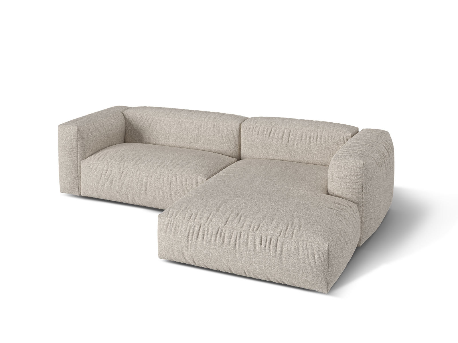 Boucle Modular Right Corner Sofa XL, "Martina", 2 Seats, 280x176x75