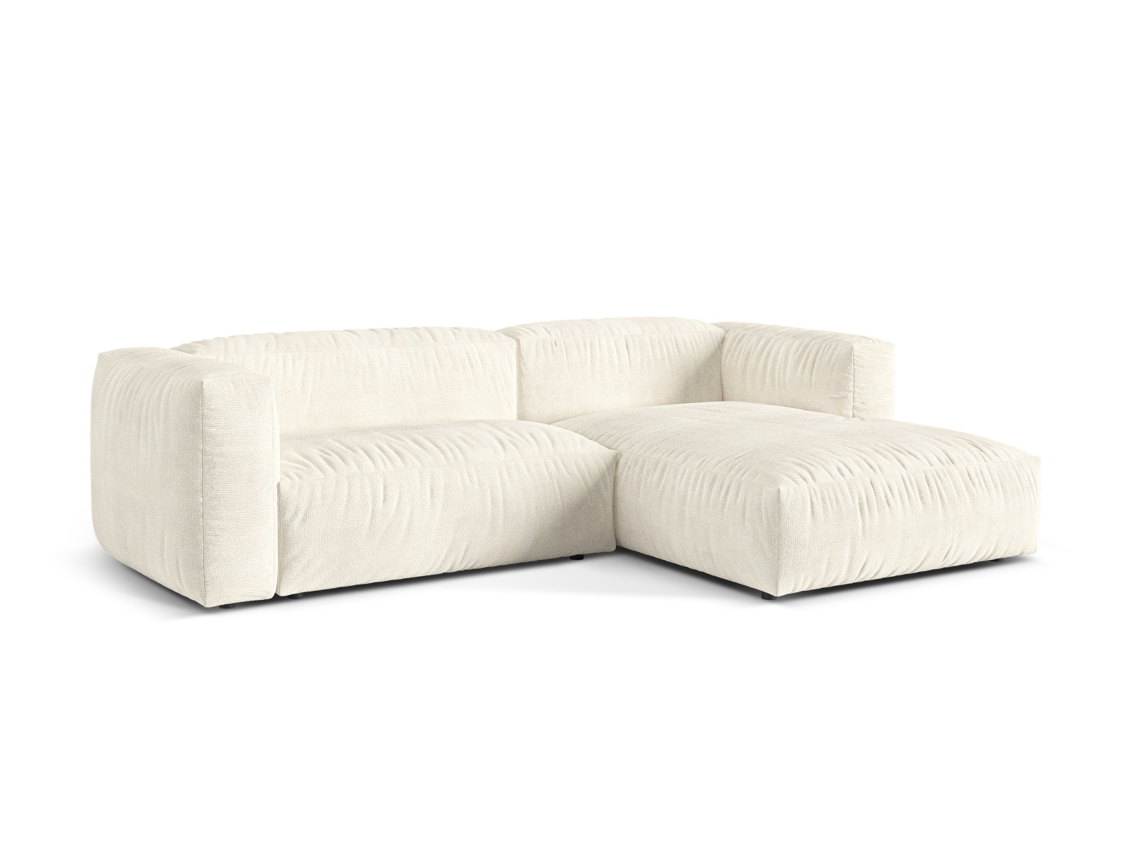 Boucle Modular Right Corner Sofa XL, "Martina", 2 Seats, 280x176x75