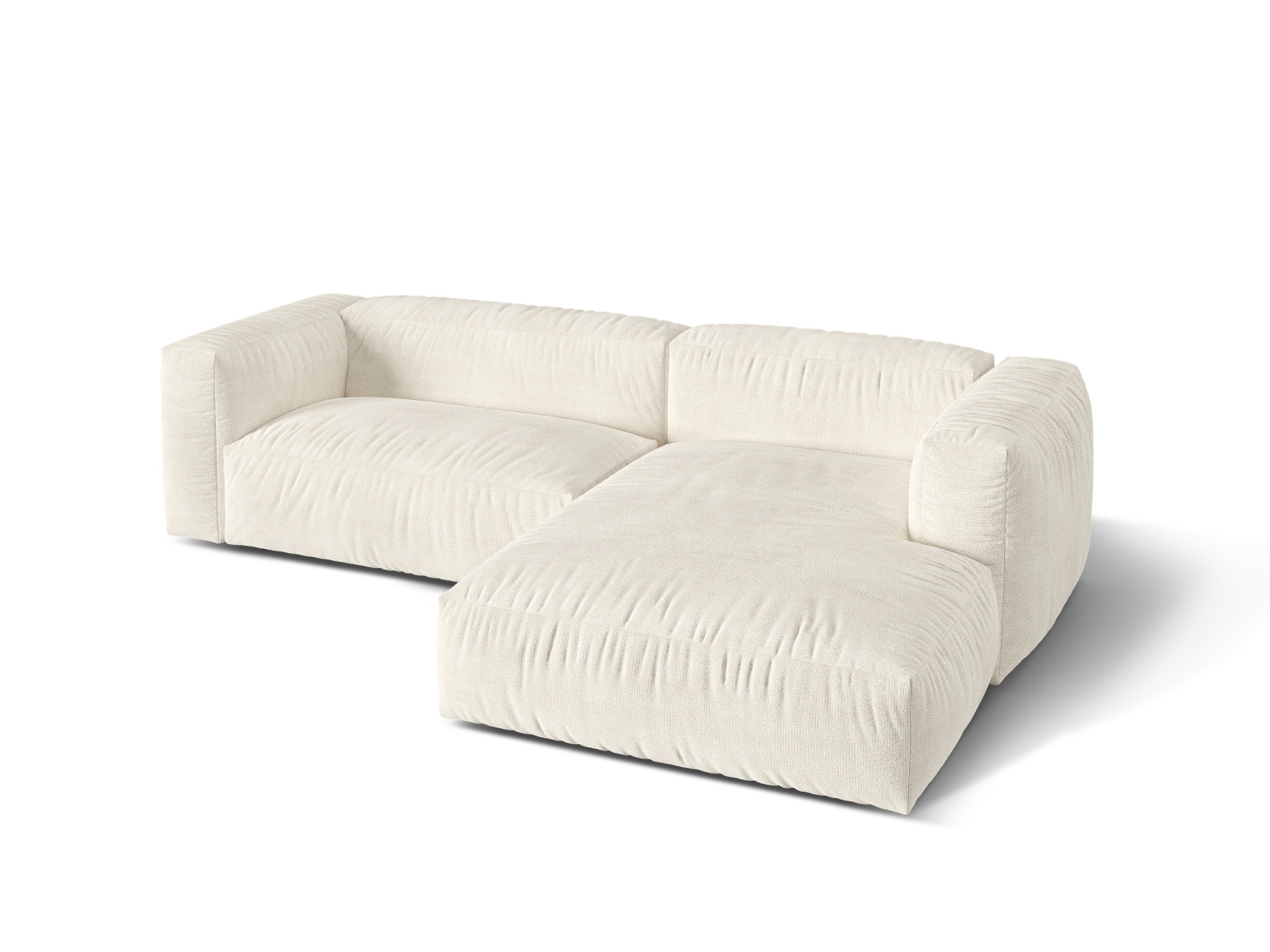 Boucle Modular Right Corner Sofa XL, "Martina", 2 Seats, 280x176x75