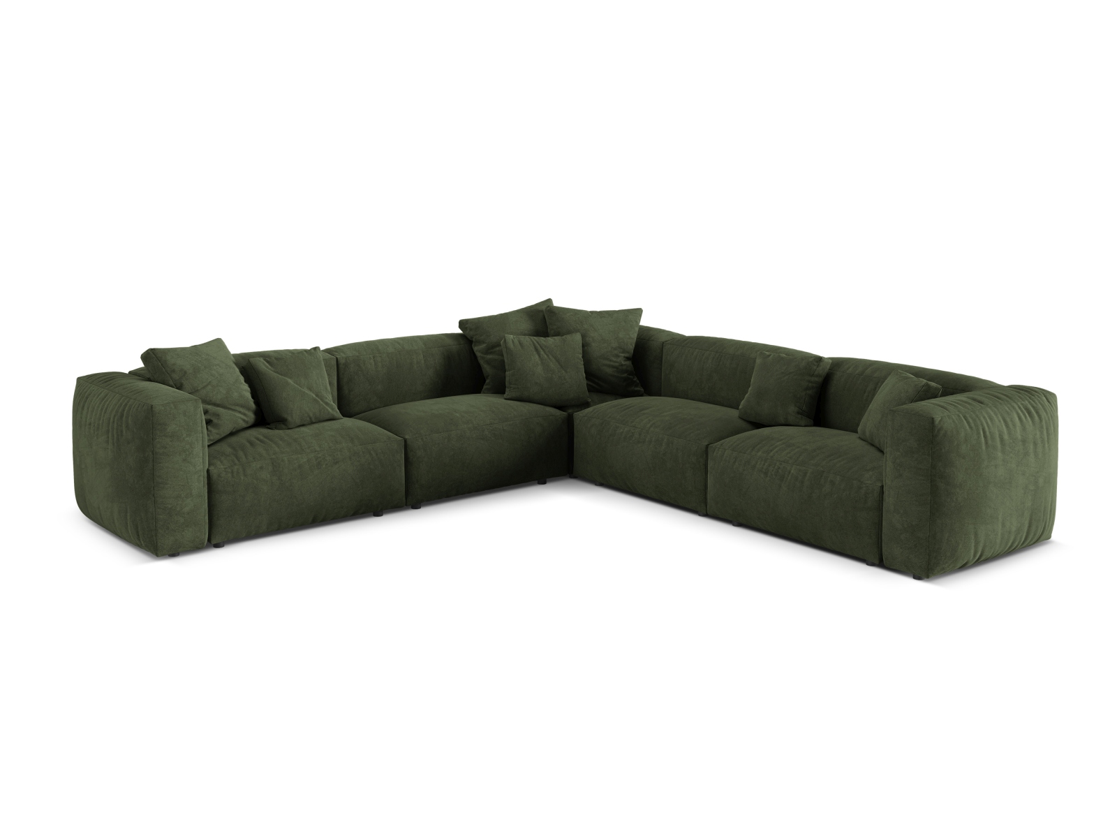 Velvet Symmetrical Modular Corner Sofa XL, "Martina", 5 Seats, 316x316x75