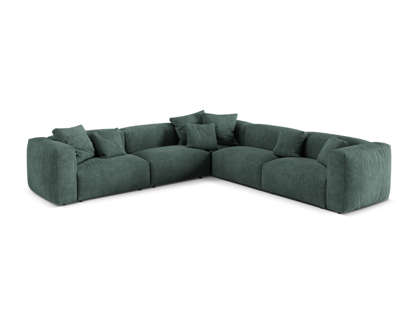 Velvet Symmetrical Modular Corner Sofa XL, "Martina", 5 Seats, 316x316x75