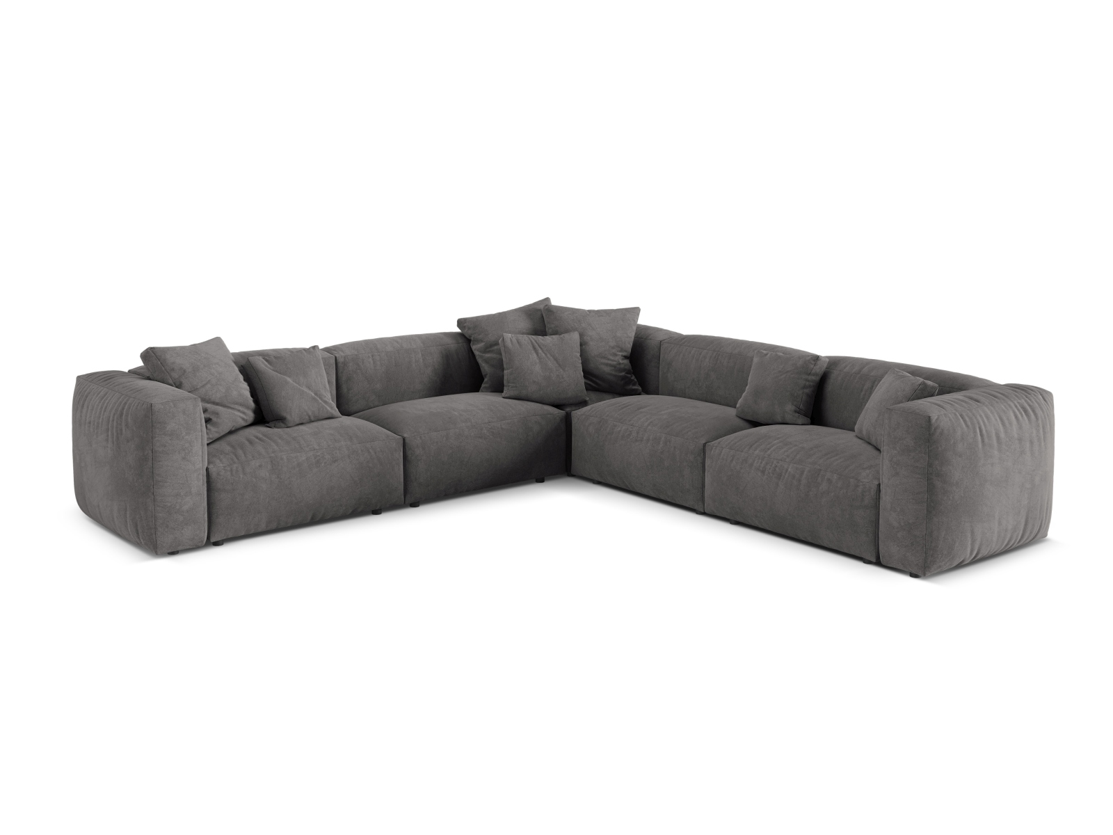 Velvet Symmetrical Modular Corner Sofa XL, "Martina", 5 Seats, 316x316x75