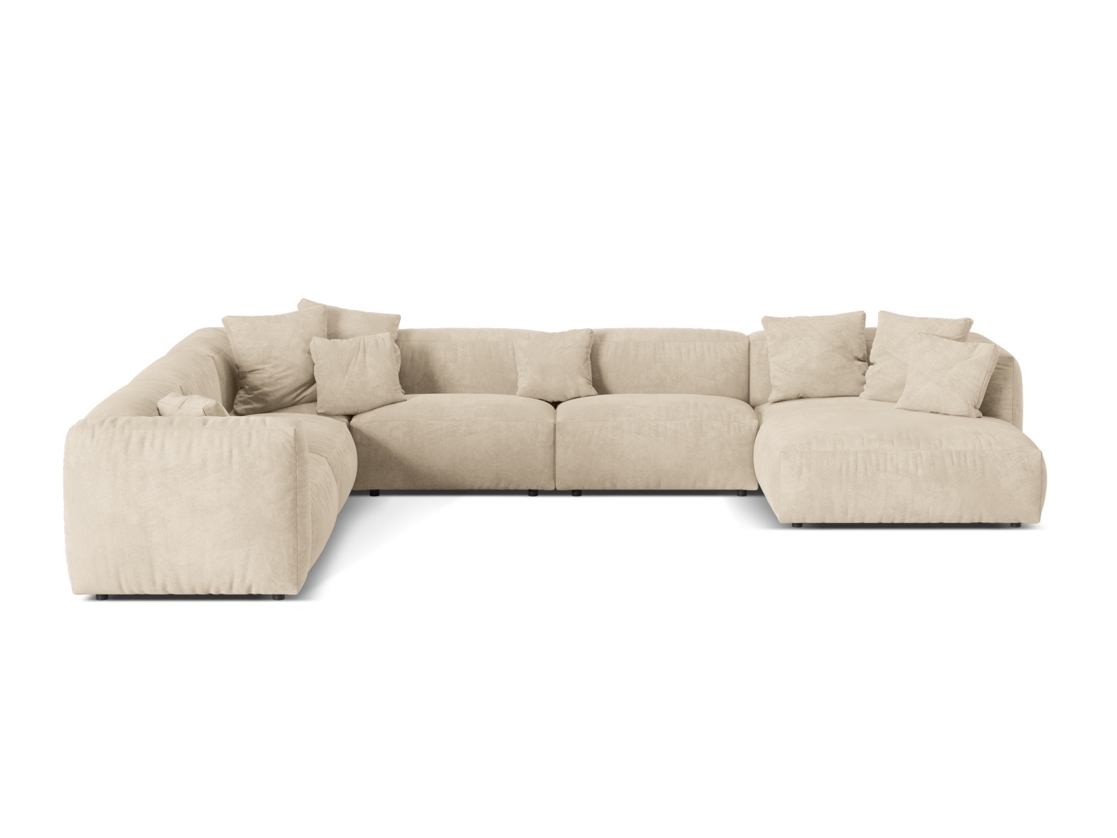 Velvet Modular Left Corner Sofa XL, "Martina", 6 Seats, 406x316x75