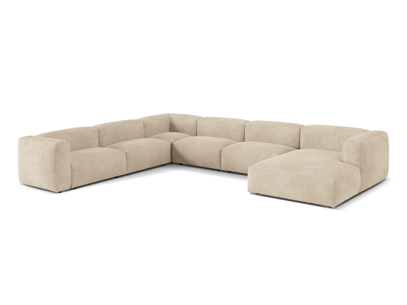 Velvet Modular Left Corner Sofa XL, "Martina", 6 Seats, 406x316x75