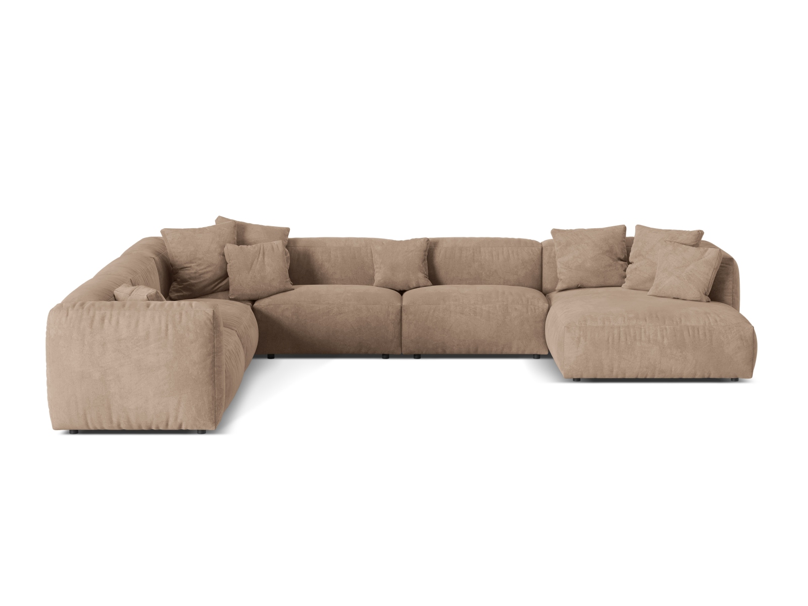 Velvet Modular Left Corner Sofa XL, "Martina", 6 Seats, 406x316x75