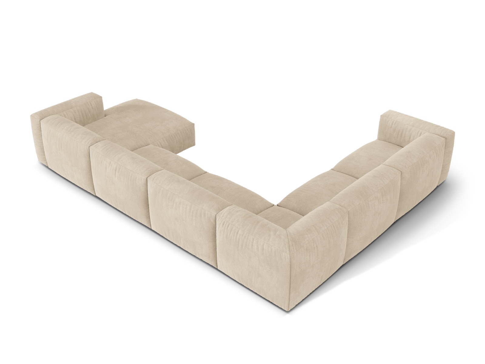 Velvet Modular Left Corner Sofa XL, "Martina", 6 Seats, 406x316x75