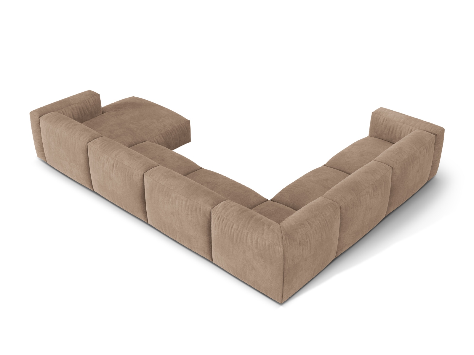 Velvet Modular Left Corner Sofa XL, "Martina", 6 Seats, 406x316x75