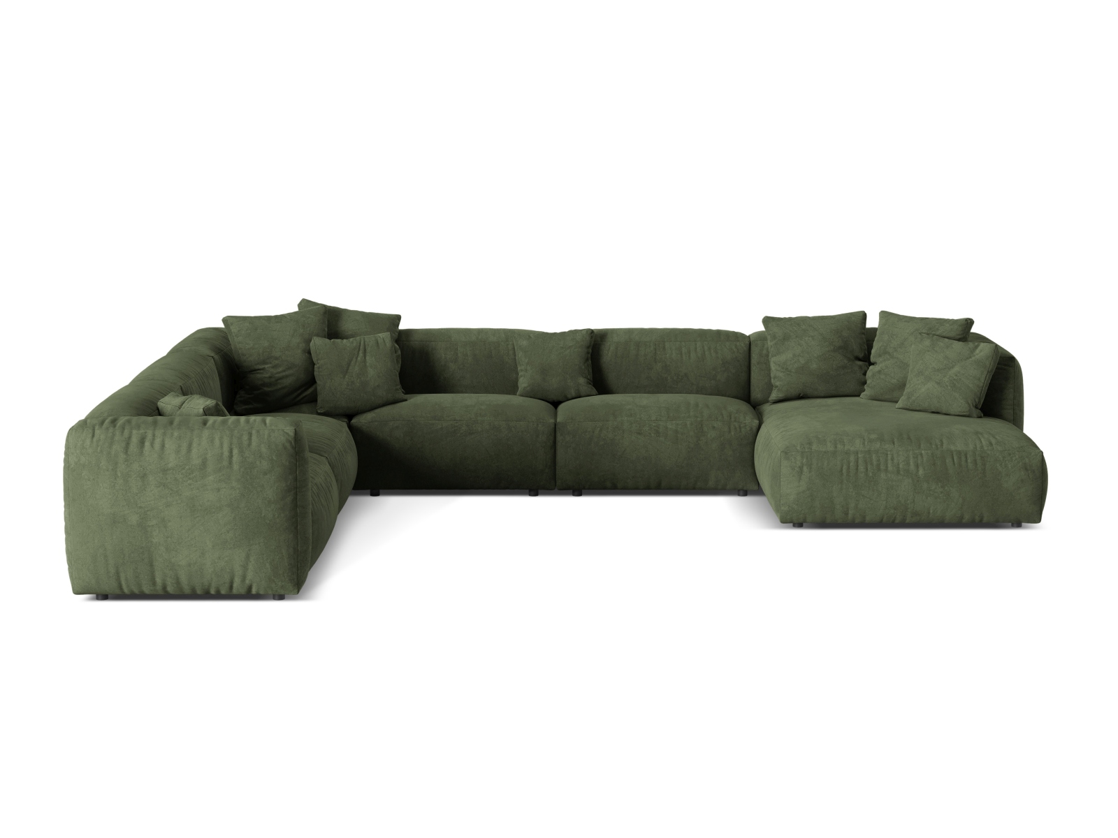 Velvet Modular Left Corner Sofa XL, "Martina", 6 Seats, 406x316x75