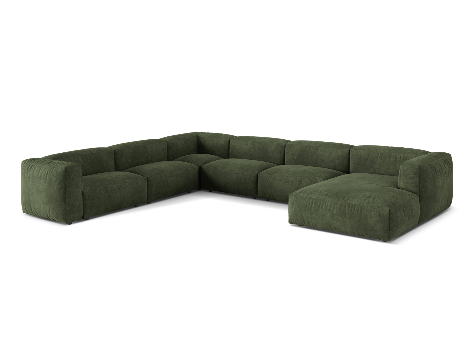 Velvet Modular Left Corner Sofa XL, "Martina", 6 Seats, 406x316x75