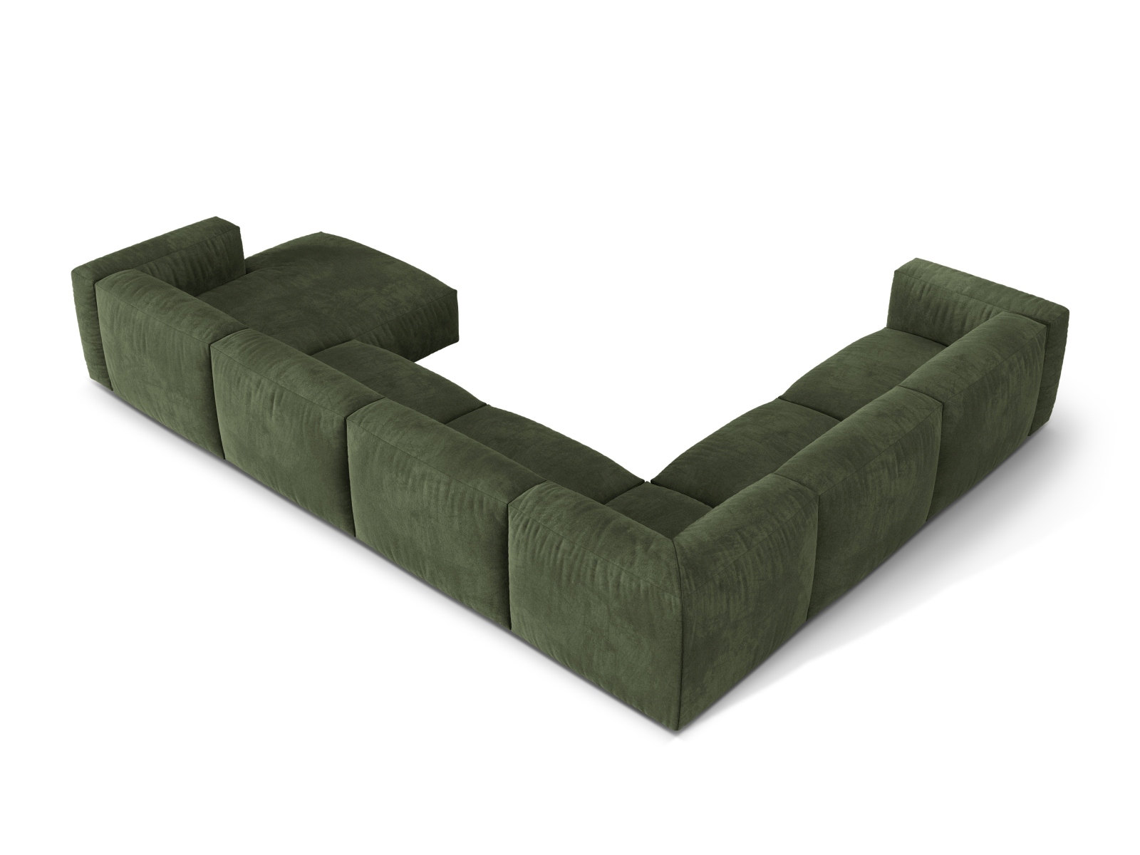 Velvet Modular Left Corner Sofa XL, "Martina", 6 Seats, 406x316x75