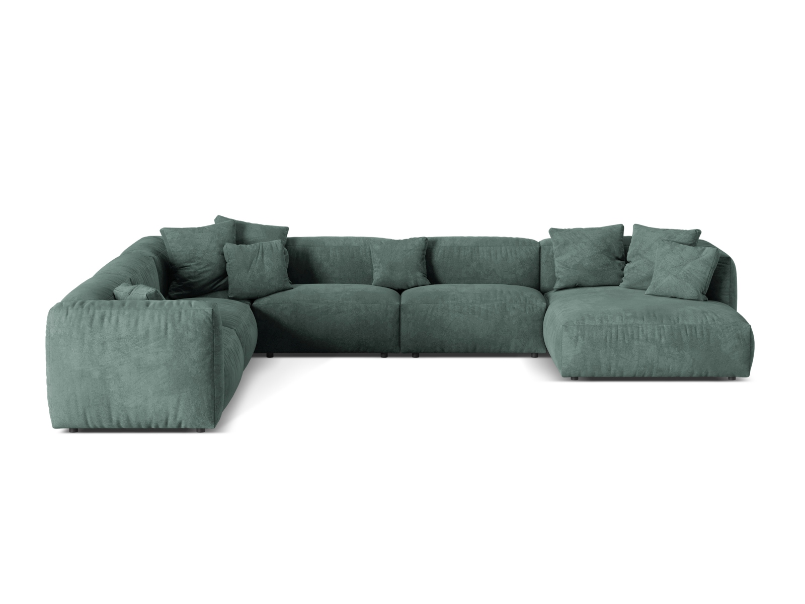 Velvet Modular Left Corner Sofa XL, "Martina", 6 Seats, 406x316x75