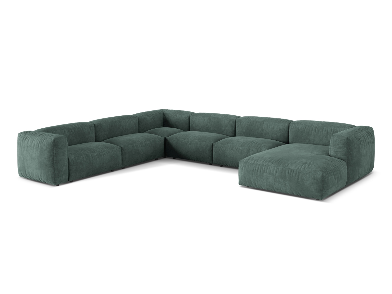Velvet Modular Left Corner Sofa XL, "Martina", 6 Seats, 406x316x75