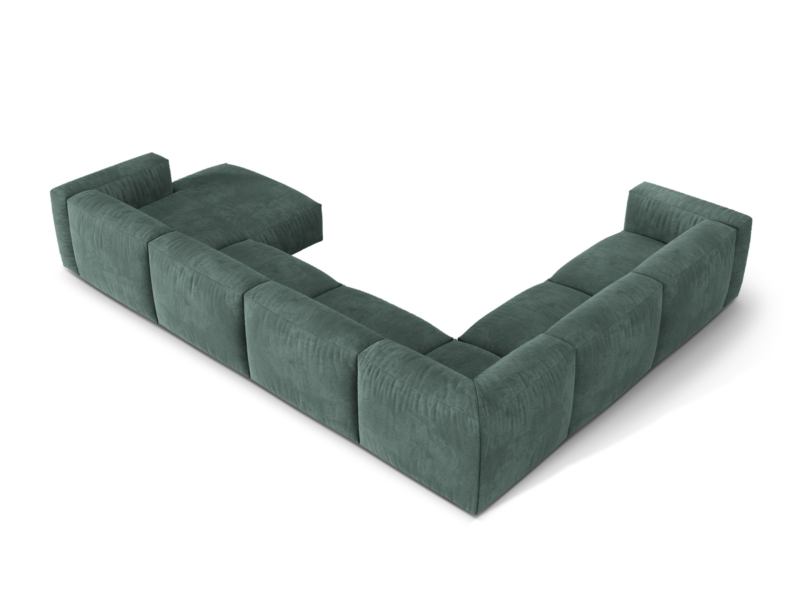 Velvet Modular Left Corner Sofa XL, "Martina", 6 Seats, 406x316x75