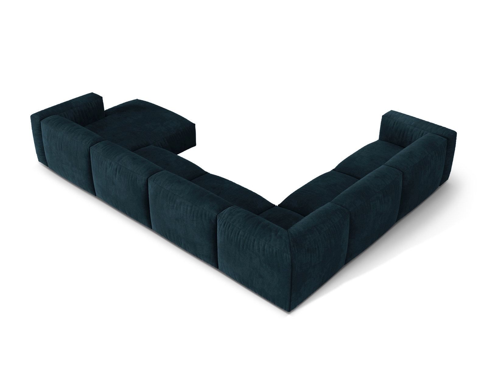 Velvet Modular Left Corner Sofa XL, "Martina", 6 Seats, 406x316x75