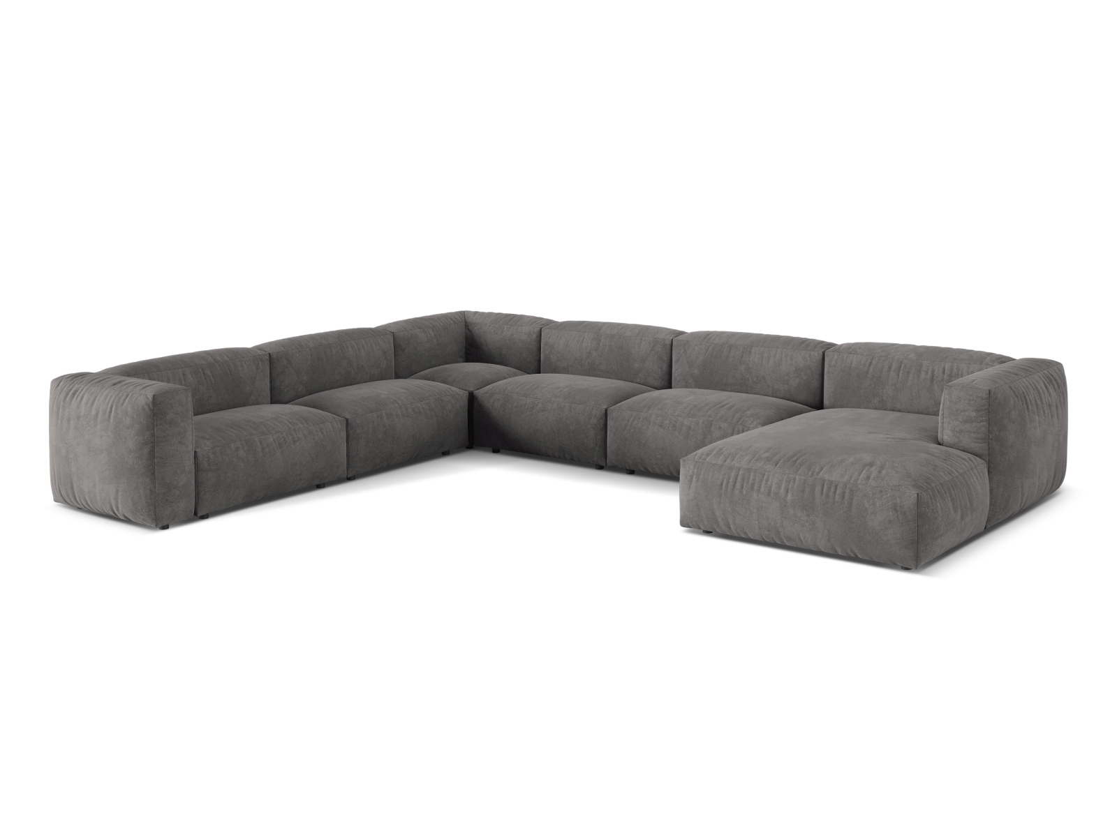 Velvet Modular Left Corner Sofa XL, "Martina", 6 Seats, 406x316x75