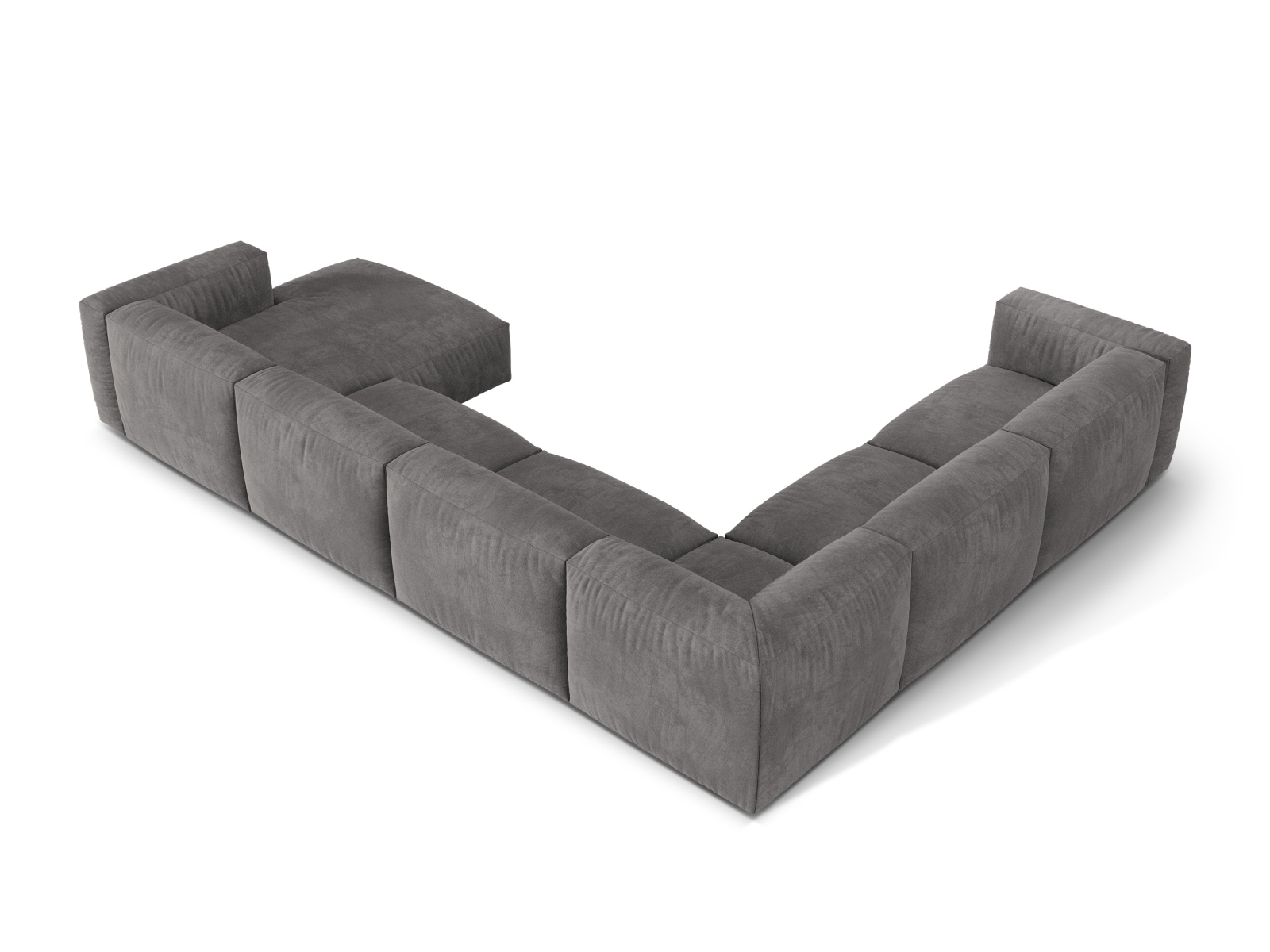 Velvet Modular Left Corner Sofa XL, "Martina", 6 Seats, 406x316x75