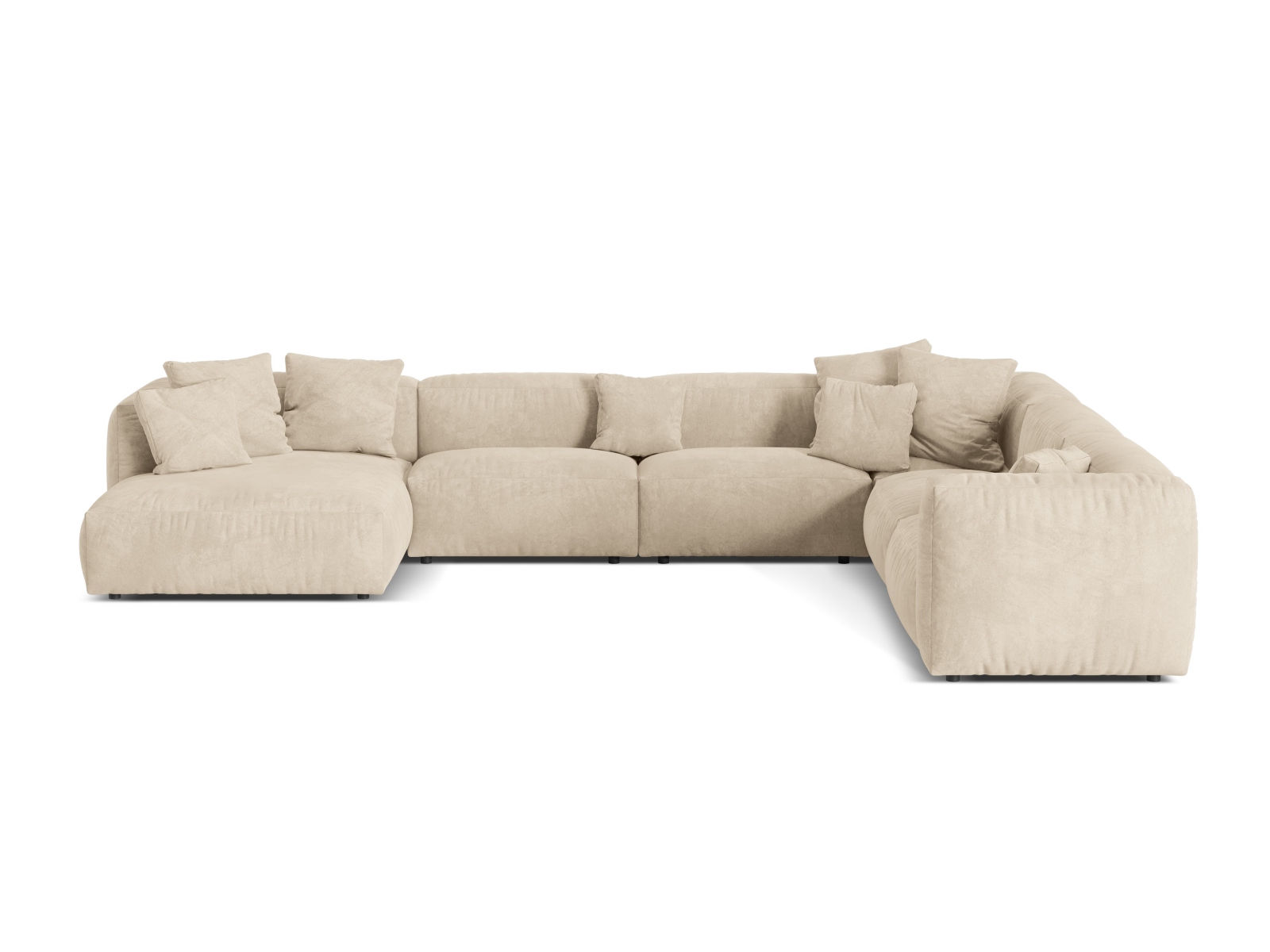 Velvet Modular Right Corner Sofa XL, "Martina", 6 Seats, 406x316x75