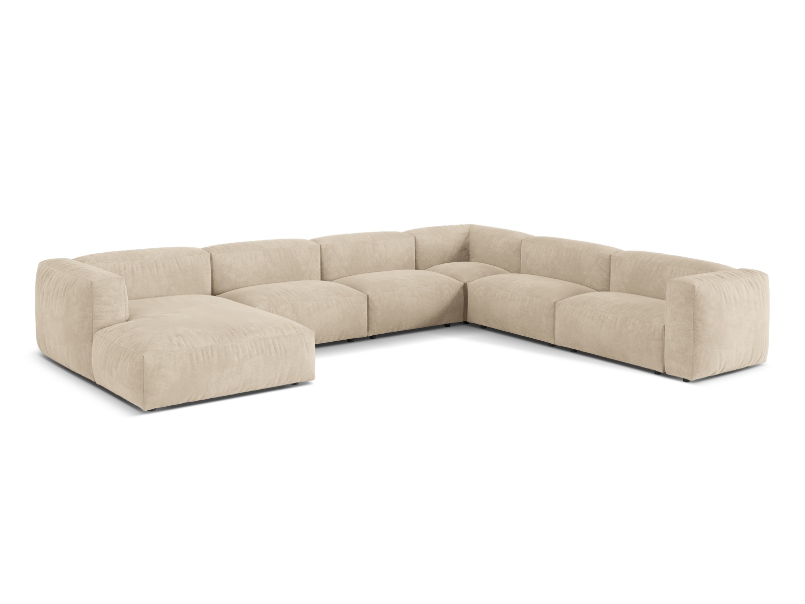 Velvet Modular Right Corner Sofa XL, "Martina", 6 Seats, 406x316x75