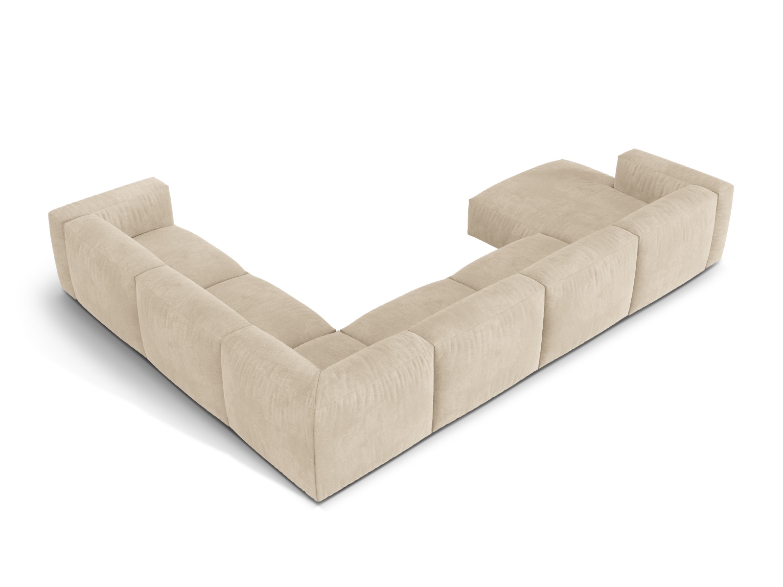 Velvet Modular Right Corner Sofa XL, "Martina", 6 Seats, 406x316x75