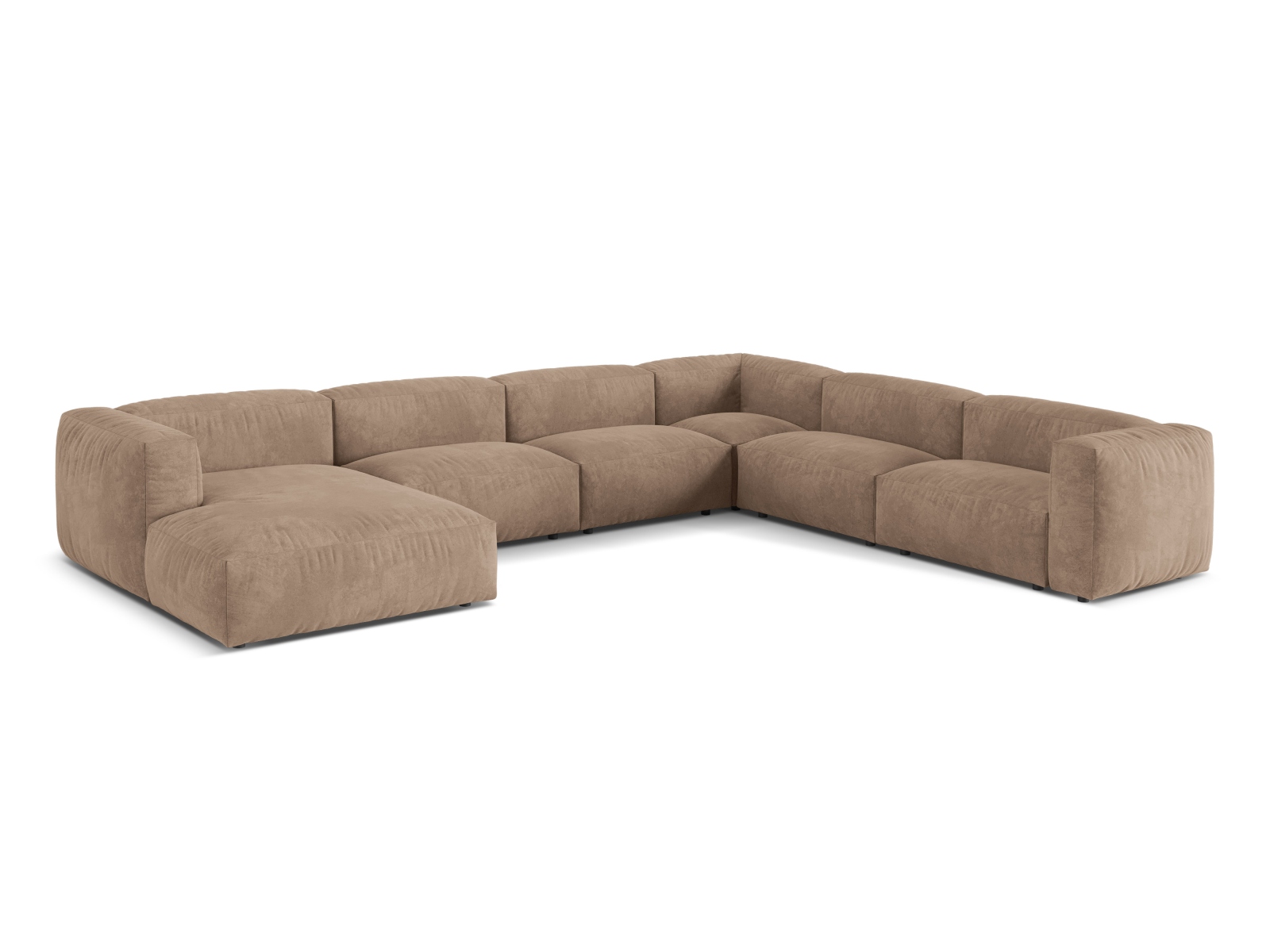 Velvet Modular Right Corner Sofa XL, "Martina", 6 Seats, 406x316x75
