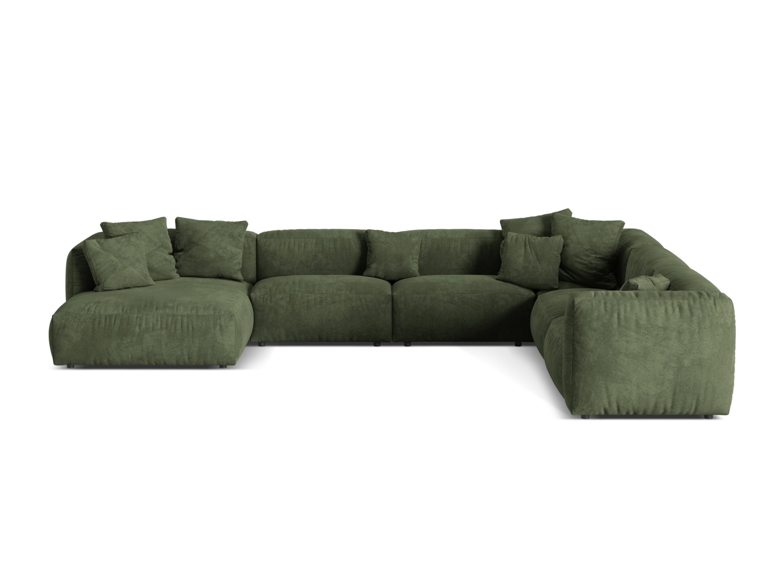 Velvet Modular Right Corner Sofa XL, "Martina", 6 Seats, 406x316x75