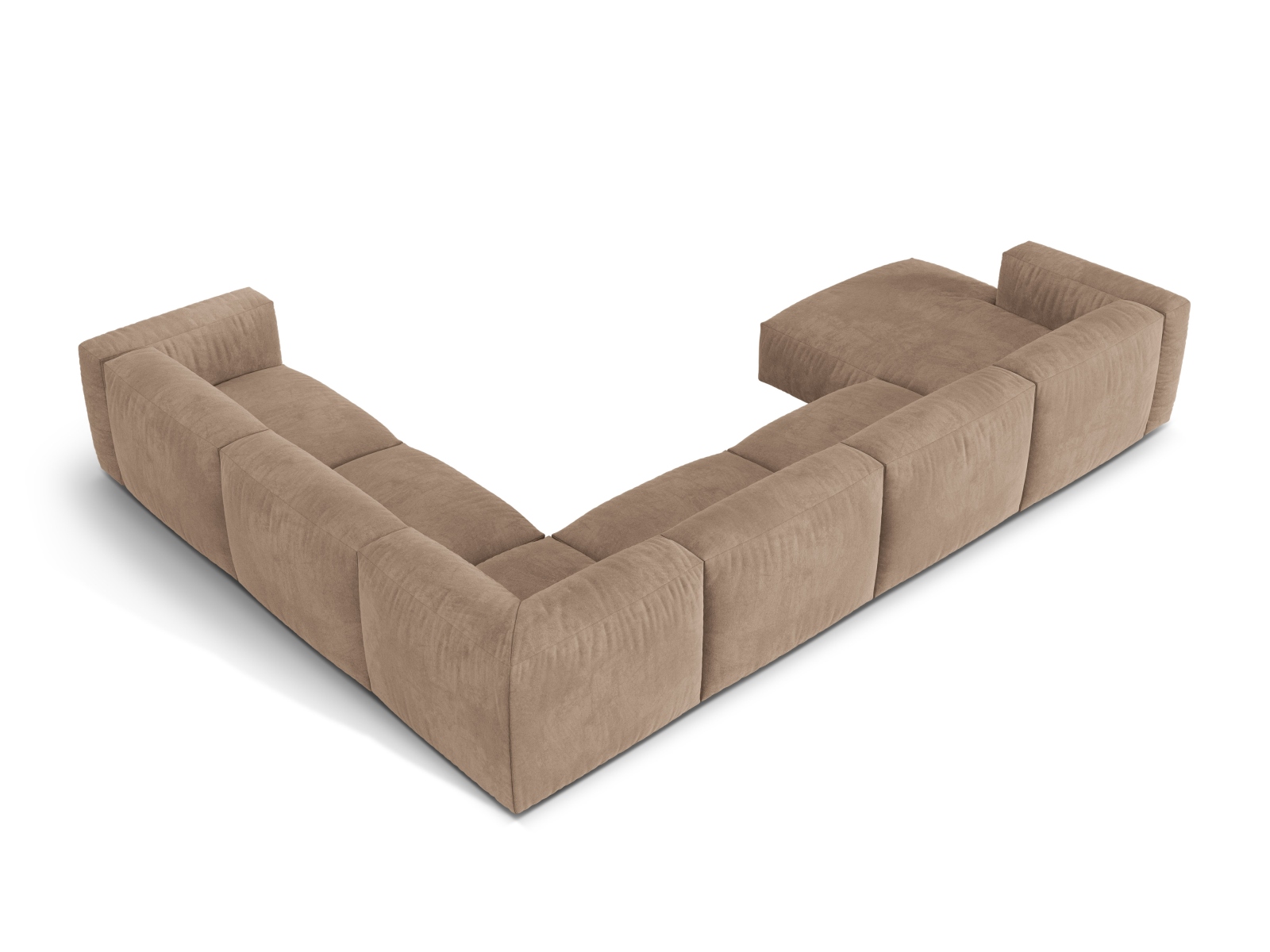 Velvet Modular Right Corner Sofa XL, "Martina", 6 Seats, 406x316x75