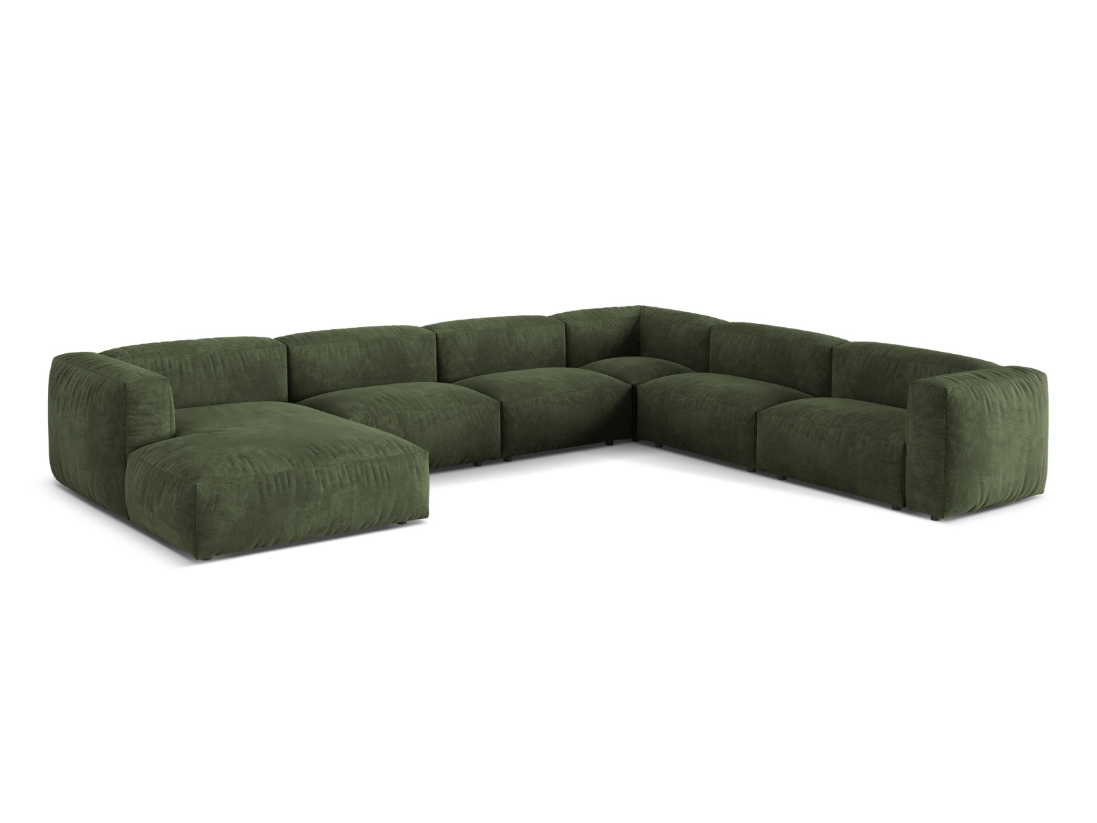 Velvet Modular Right Corner Sofa XL, "Martina", 6 Seats, 406x316x75