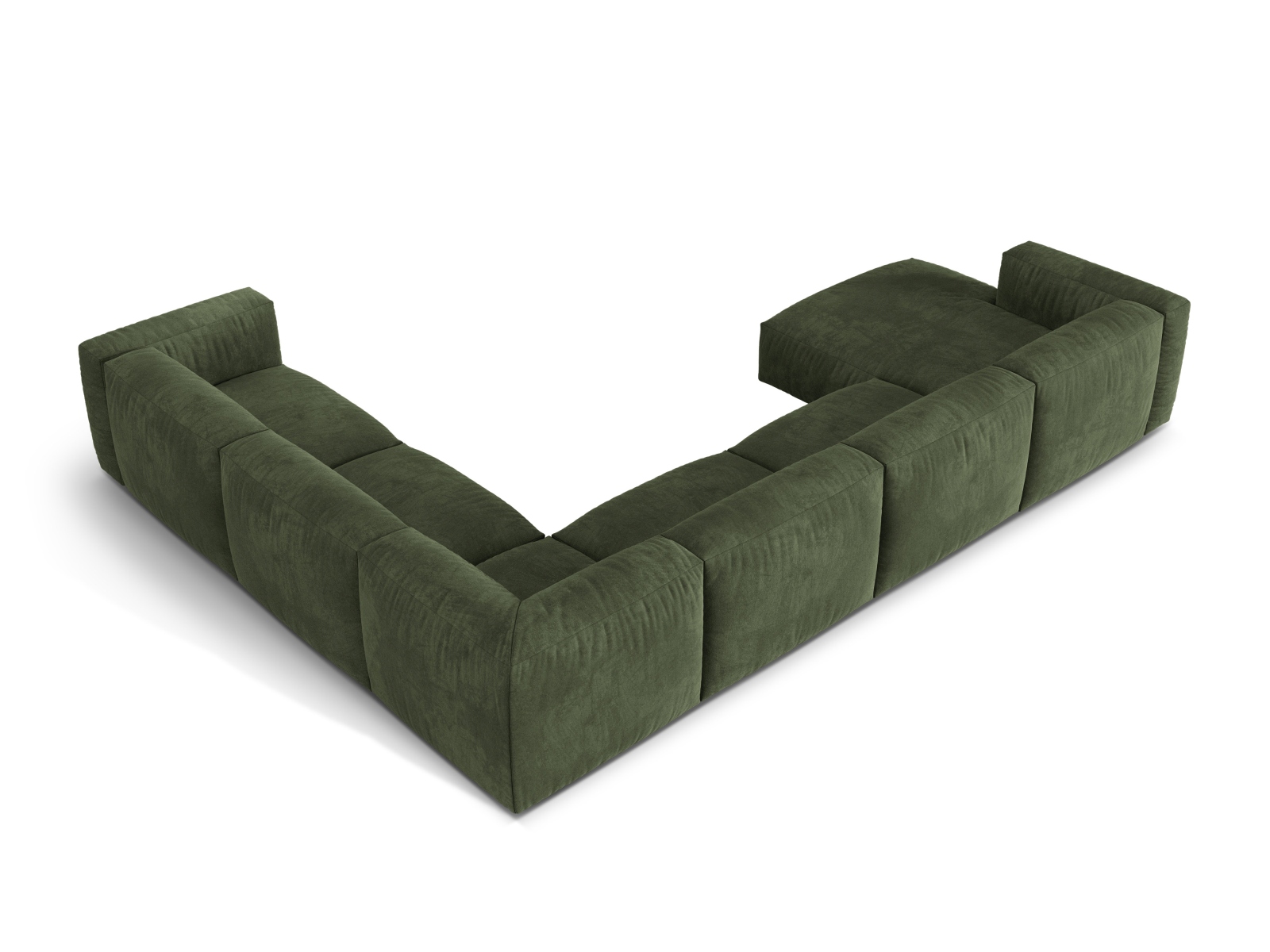 Velvet Modular Right Corner Sofa XL, "Martina", 6 Seats, 406x316x75