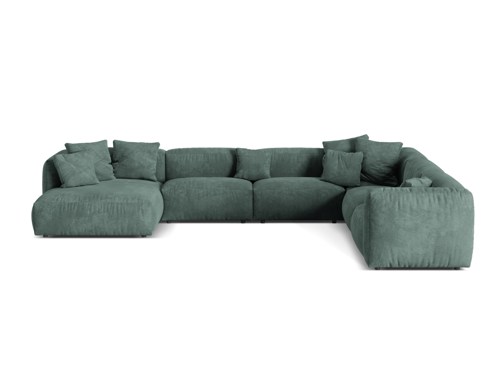 Velvet Modular Right Corner Sofa XL, "Martina", 6 Seats, 406x316x75