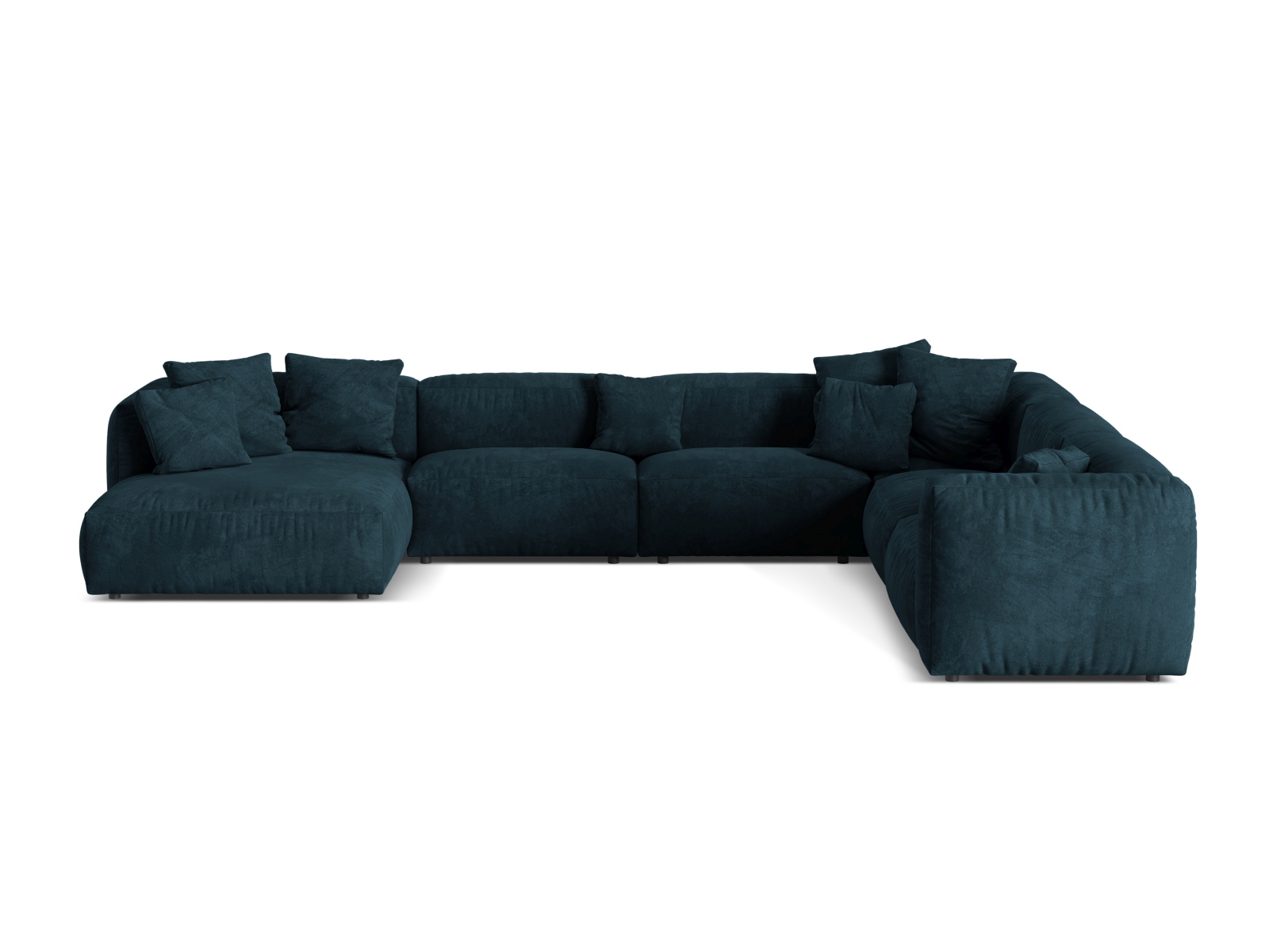 Velvet Modular Right Corner Sofa XL, "Martina", 6 Seats, 406x316x75