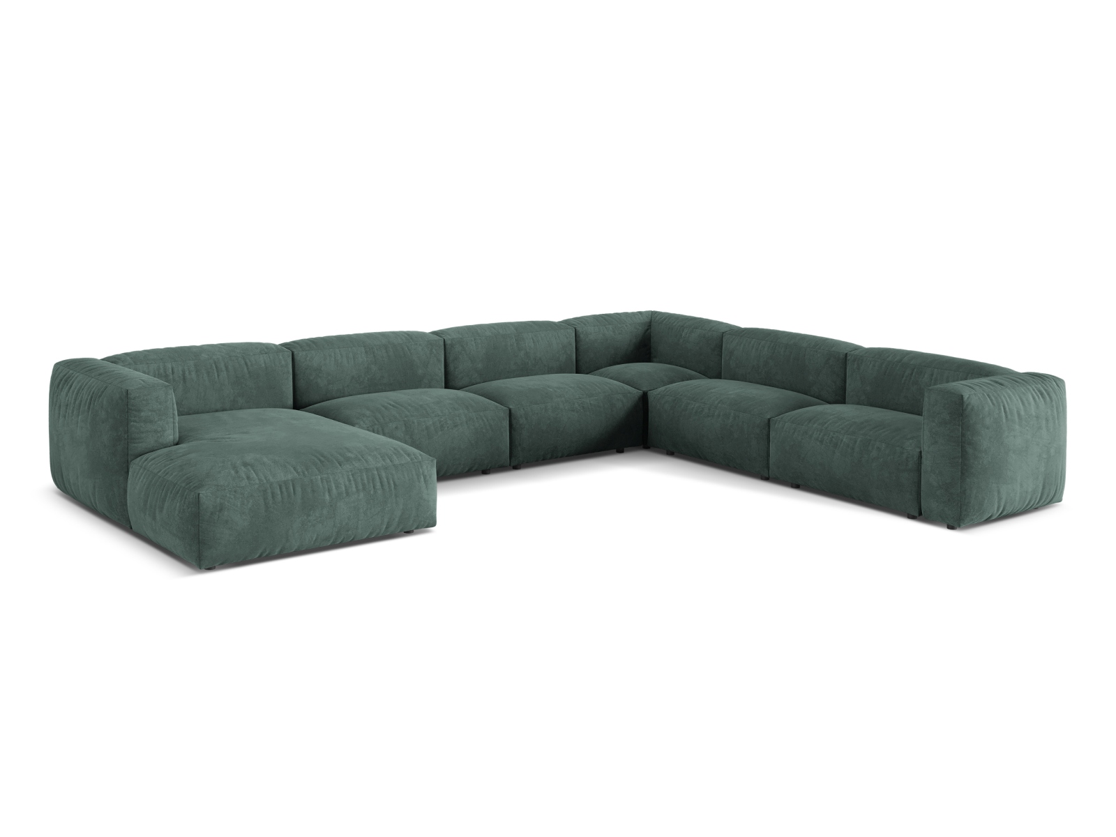 Velvet Modular Right Corner Sofa XL, "Martina", 6 Seats, 406x316x75