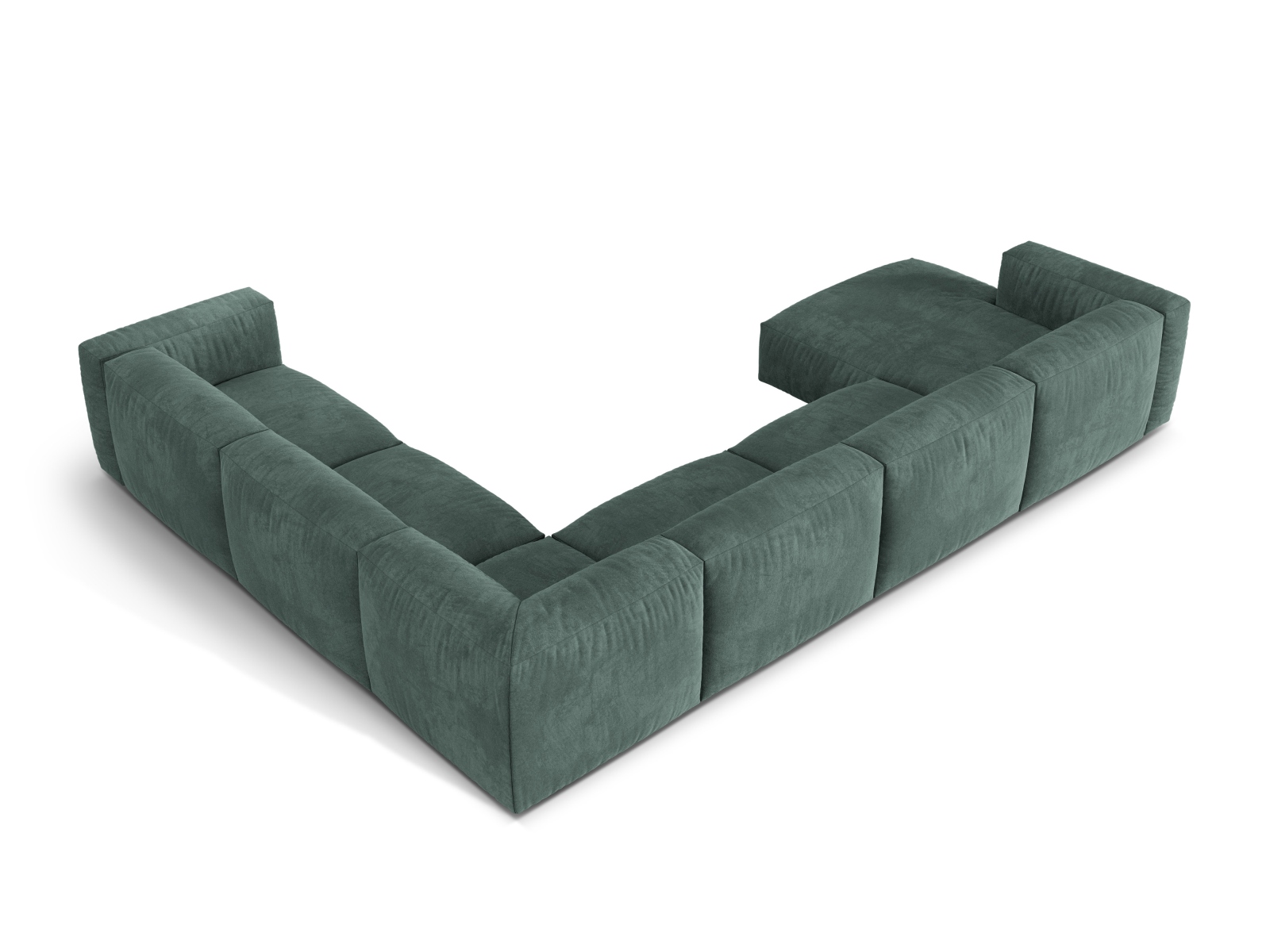 Velvet Modular Right Corner Sofa XL, "Martina", 6 Seats, 406x316x75