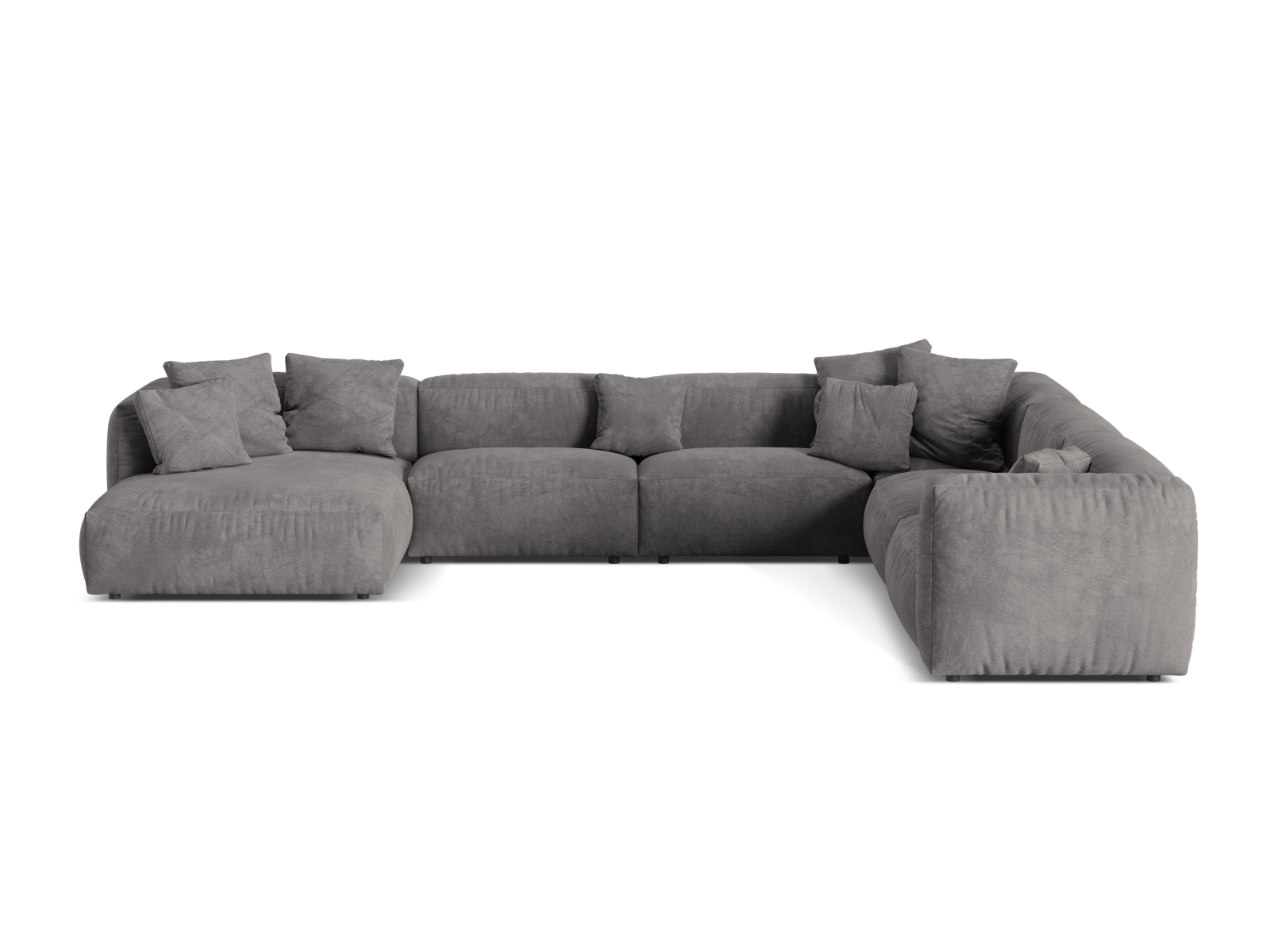 Velvet Modular Right Corner Sofa XL, "Martina", 6 Seats, 406x316x75
