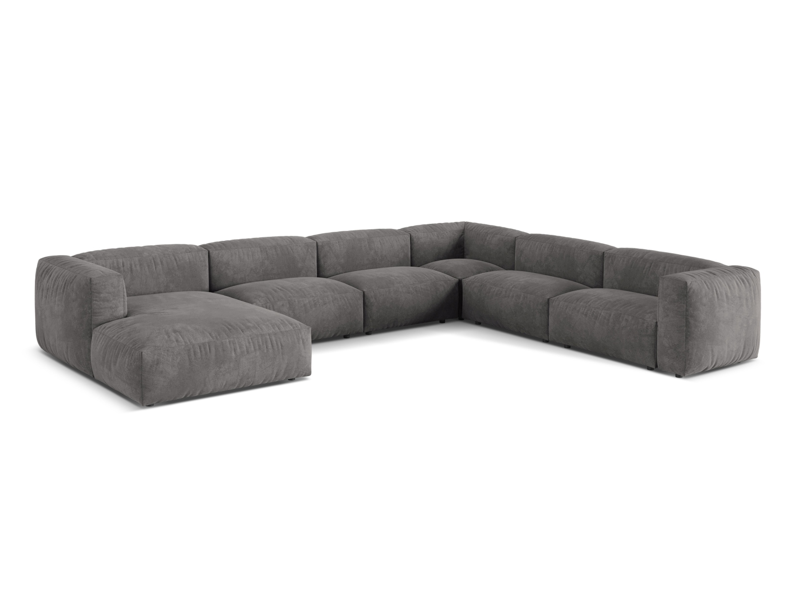 Velvet Modular Right Corner Sofa XL, "Martina", 6 Seats, 406x316x75
