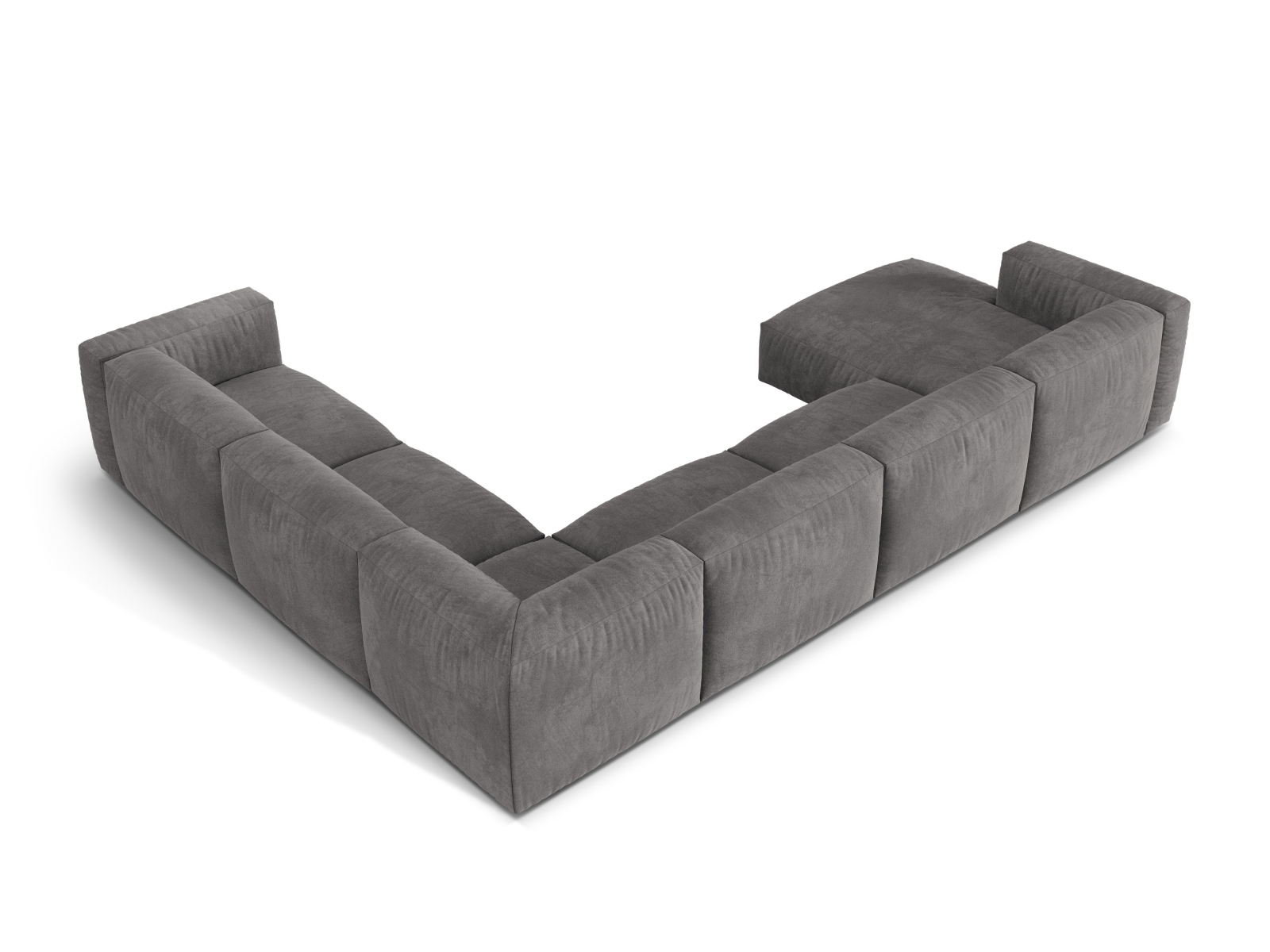 Velvet Modular Right Corner Sofa XL, "Martina", 6 Seats, 406x316x75