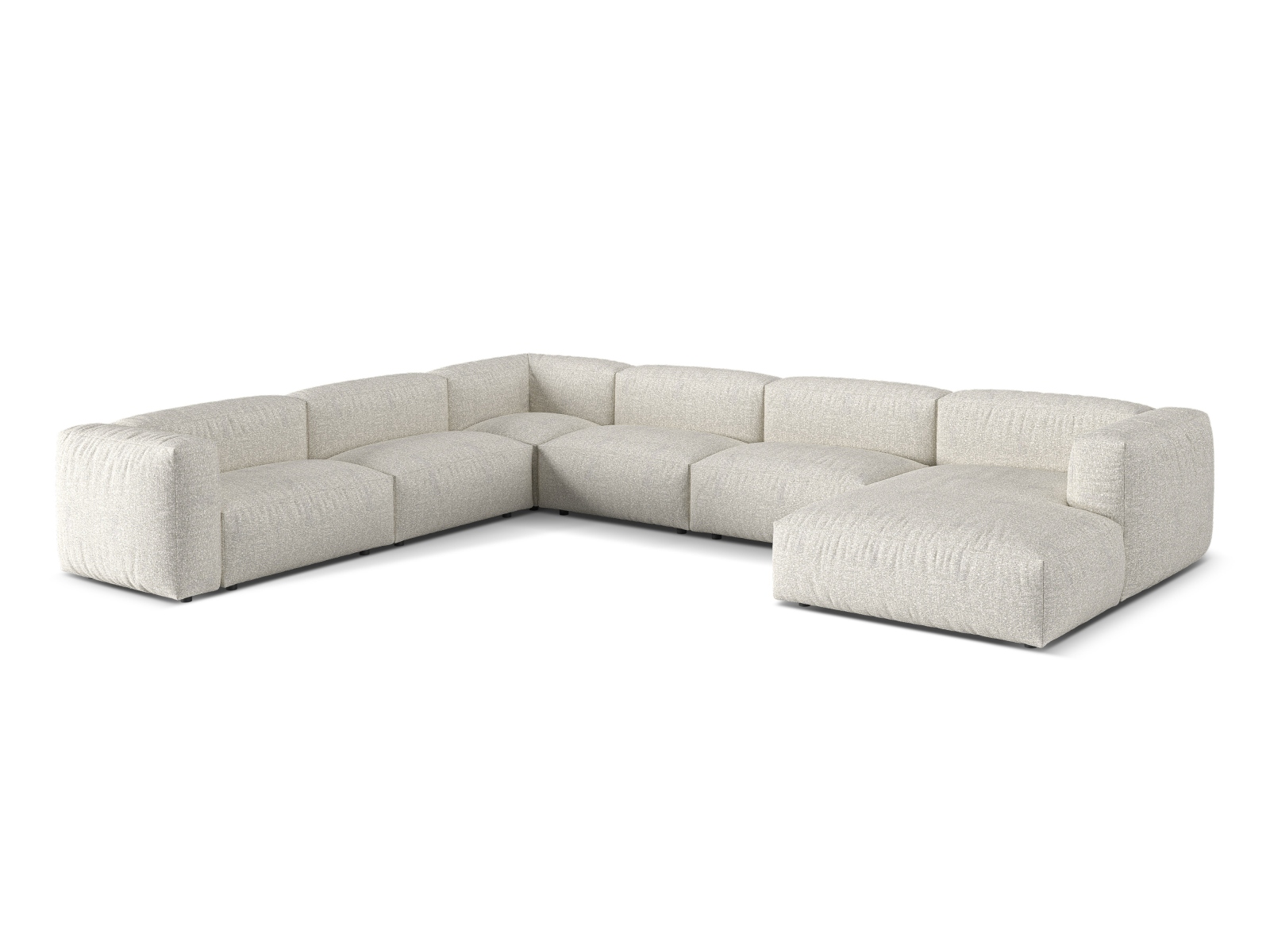 Boucle Modular Left Corner Sofa XL, "Martina", 6 Seats, 406x316x75