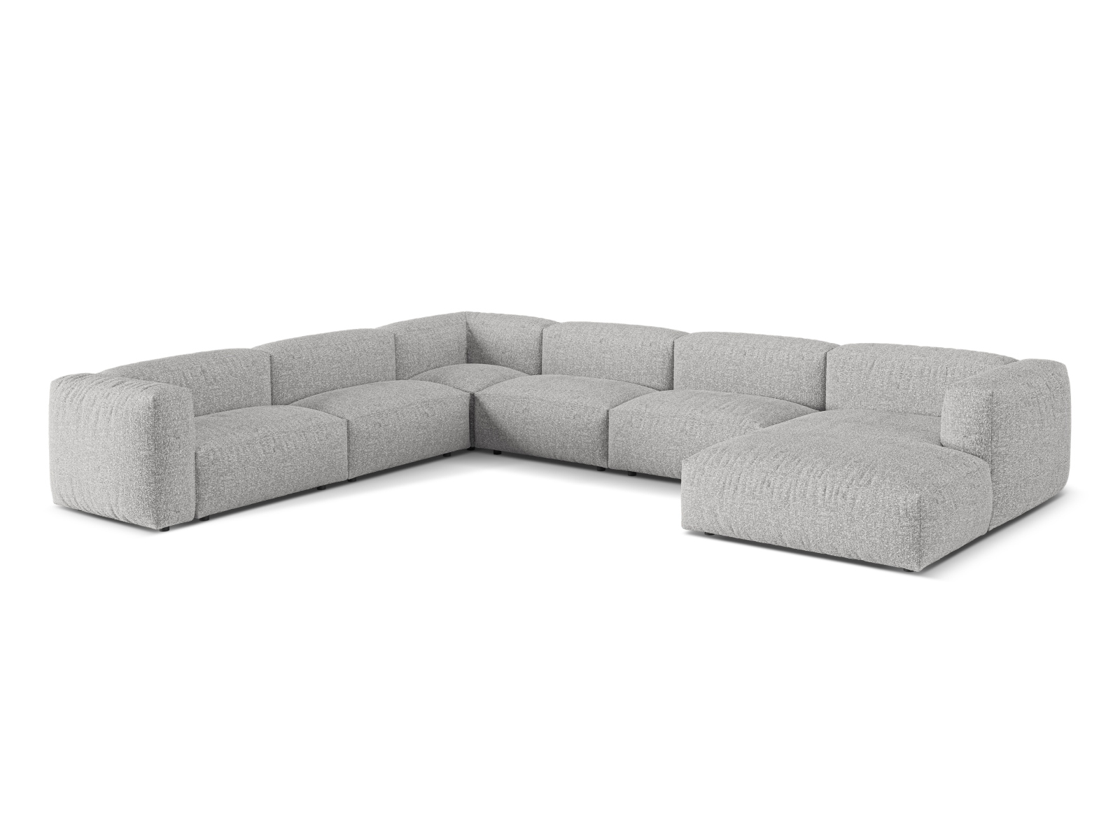 Boucle Modular Left Corner Sofa XL, "Martina", 6 Seats, 406x316x75