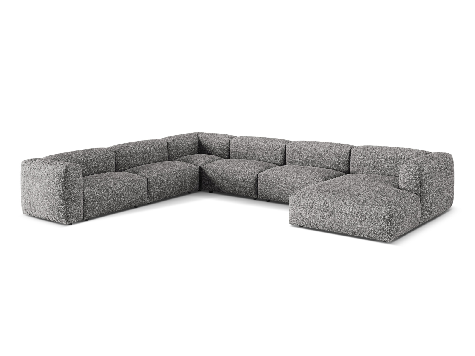 Boucle Modular Left Corner Sofa XL, "Martina", 6 Seats, 406x316x75