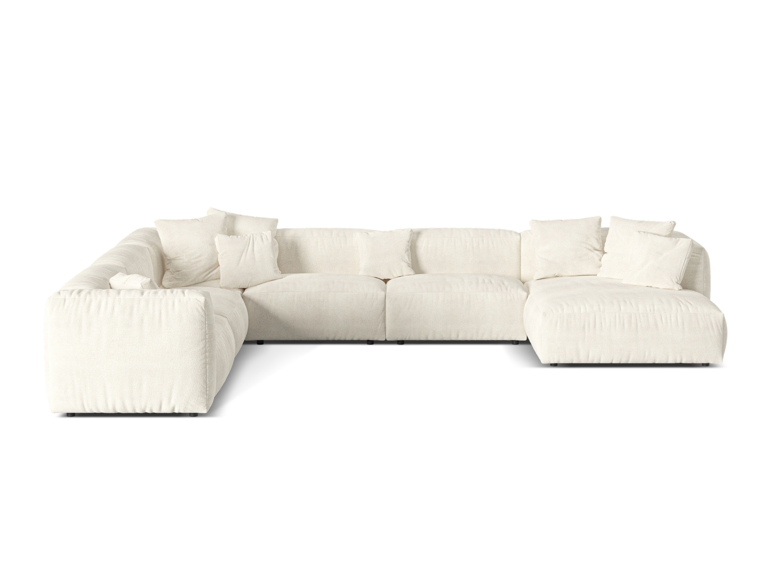 Boucle Modular Left Corner Sofa XL, "Martina", 6 Seats, 406x316x75