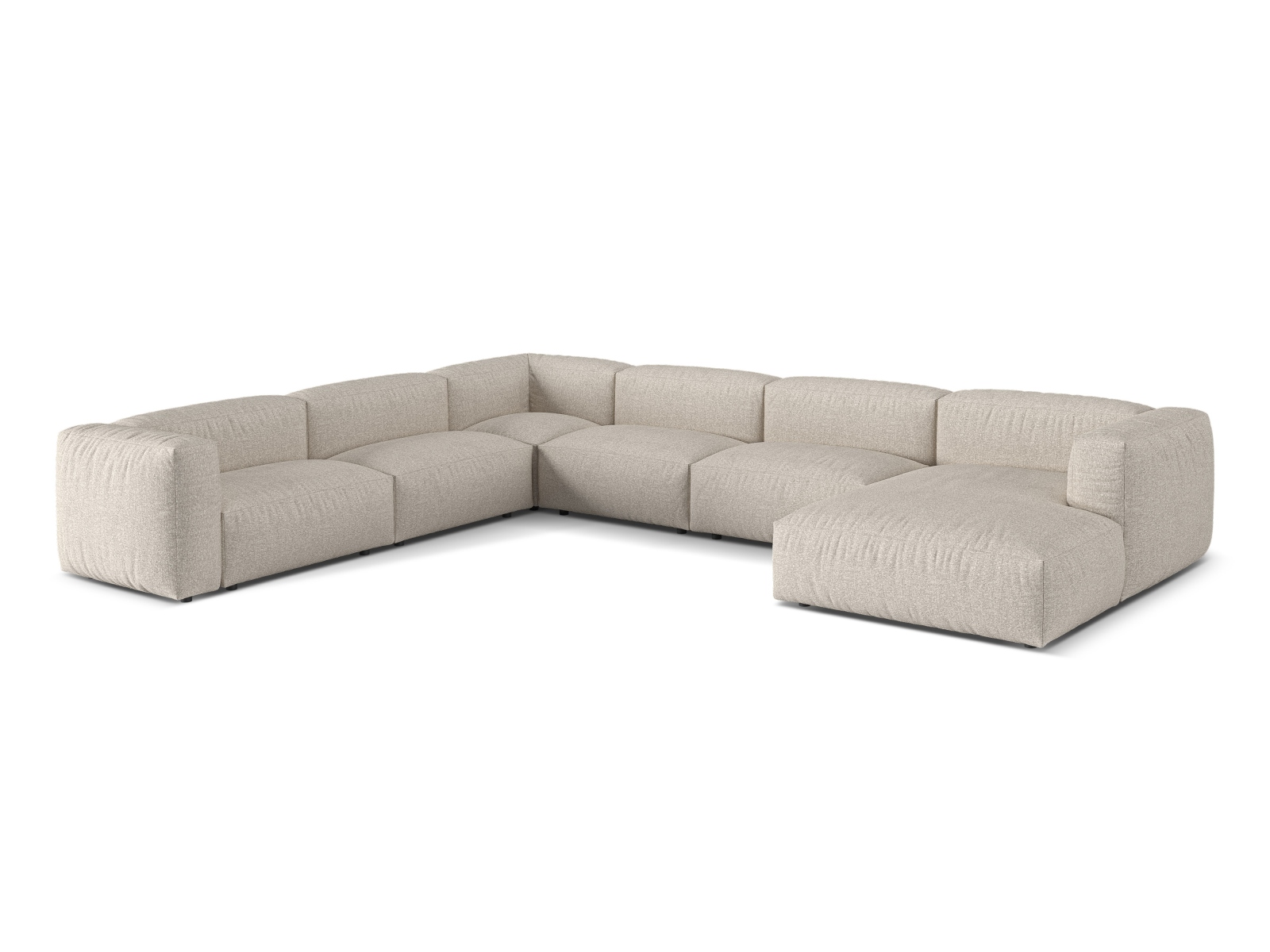 Boucle Modular Left Corner Sofa XL, "Martina", 6 Seats, 406x316x75
