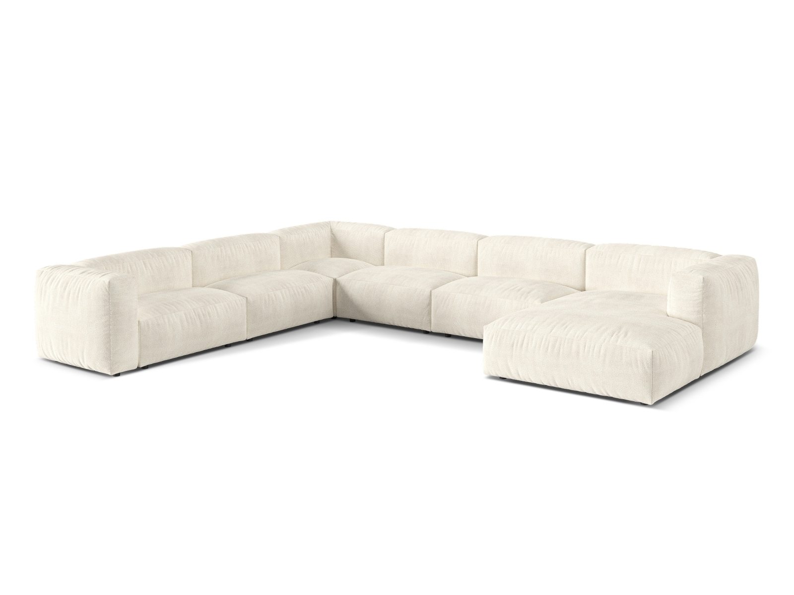 Boucle Modular Left Corner Sofa XL, "Martina", 6 Seats, 406x316x75