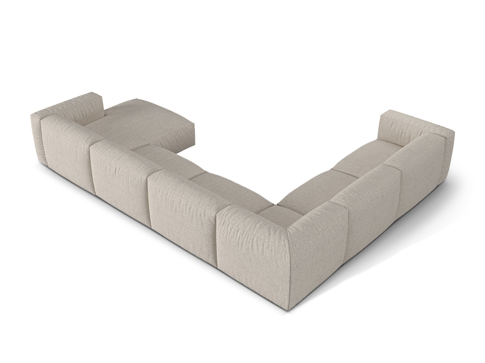 Boucle Modular Left Corner Sofa XL, "Martina", 6 Seats, 406x316x75