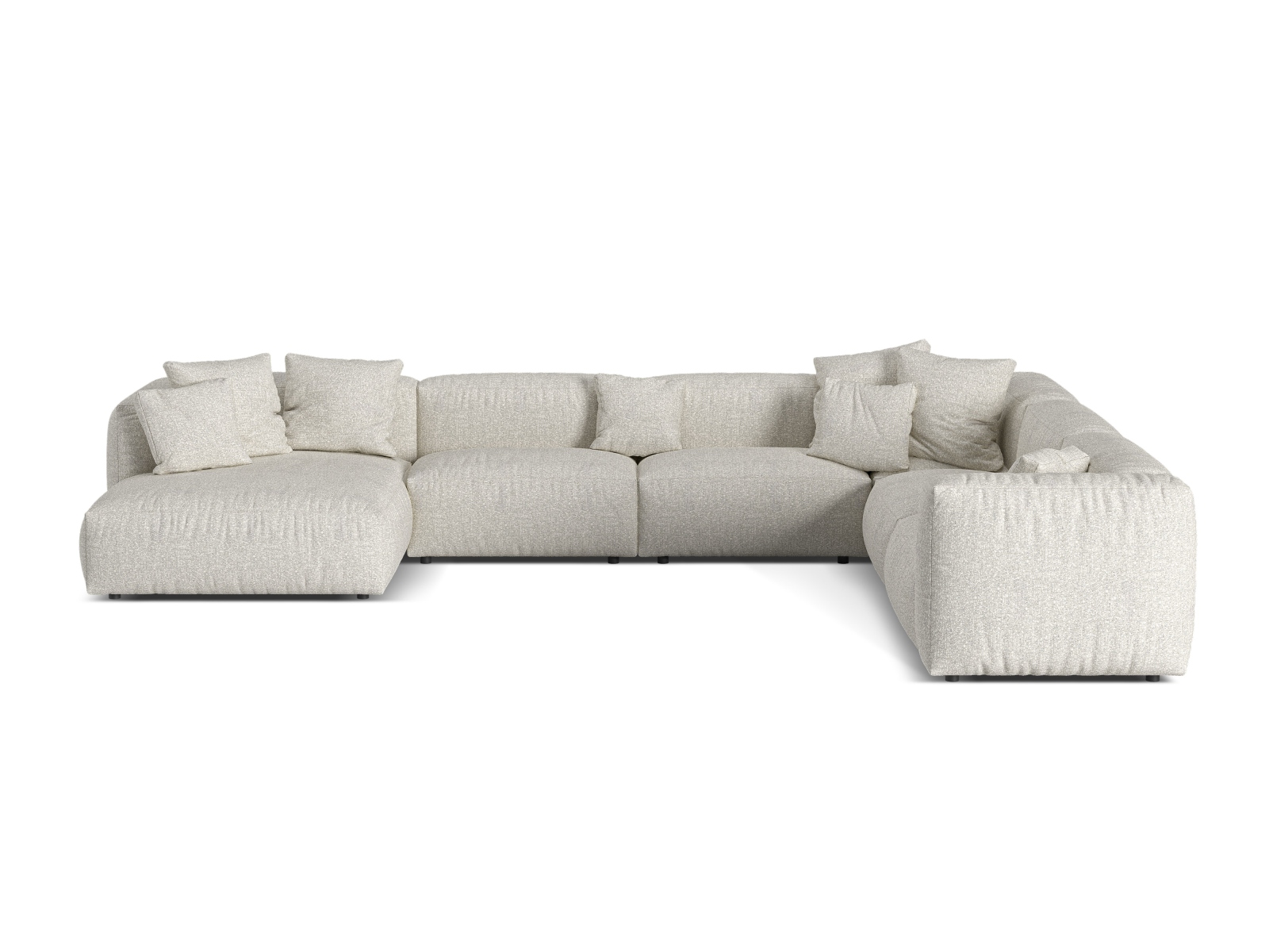 Boucle Modular Right Corner Sofa XL, "Martina", 6 Seats, 406x316x75