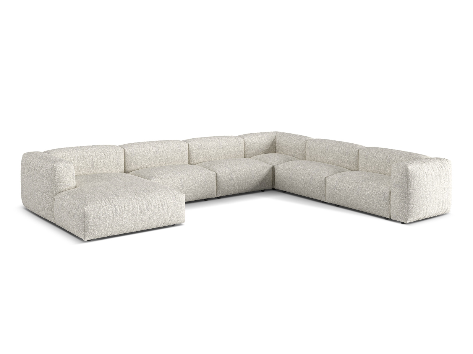 Boucle Modular Right Corner Sofa XL, "Martina", 6 Seats, 406x316x75