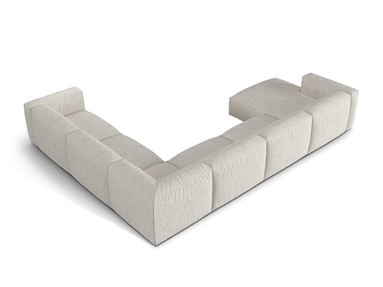 Boucle Modular Right Corner Sofa XL, "Martina", 6 Seats, 406x316x75