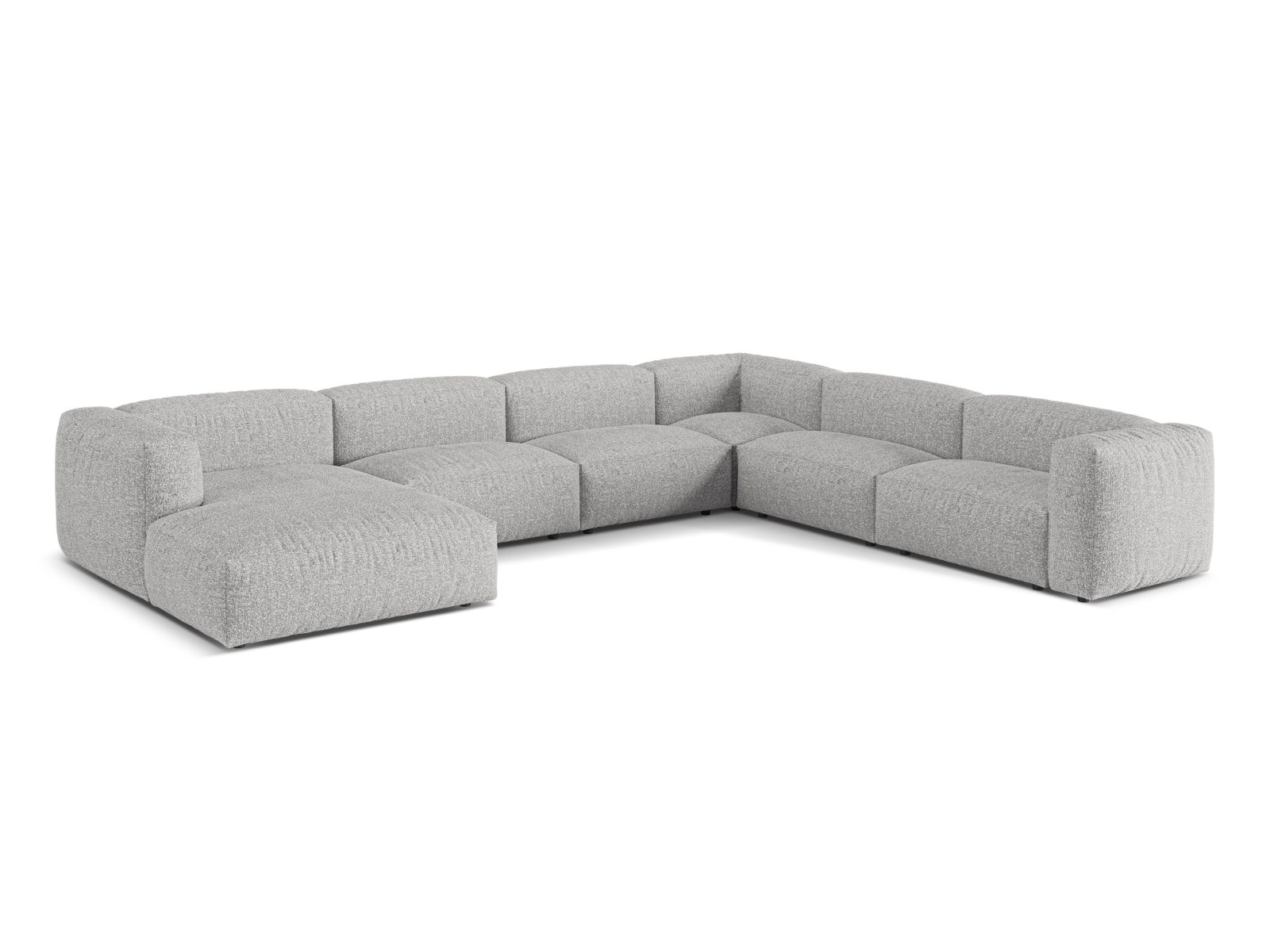 Boucle Modular Right Corner Sofa XL, "Martina", 6 Seats, 406x316x75
